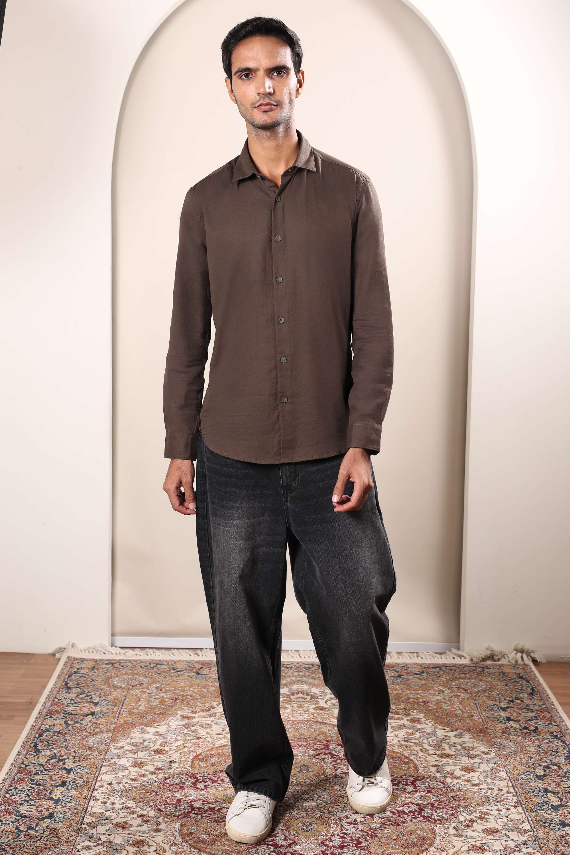 Solid-Cotton-Regular-Fit-Men-s-Shirt