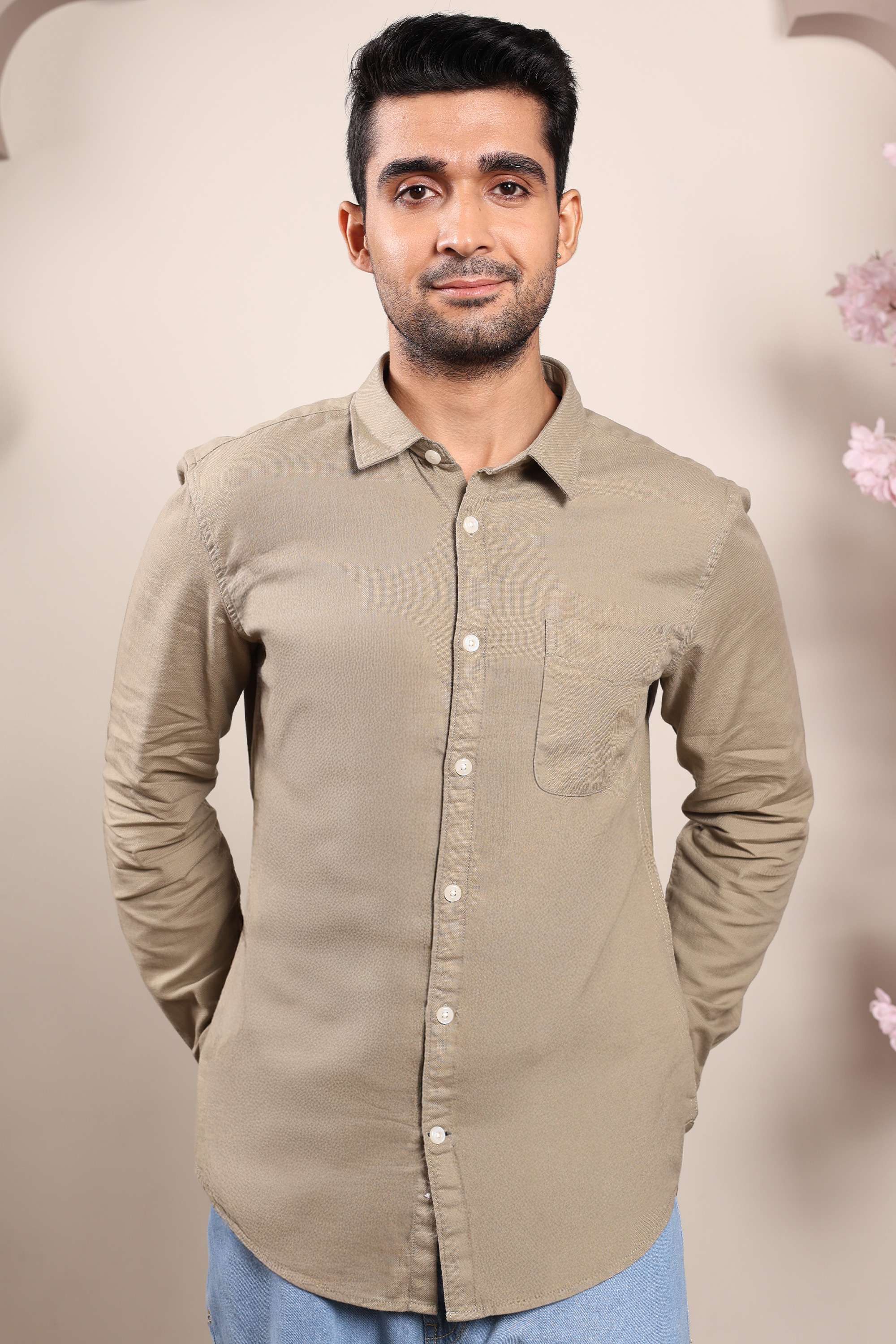 Solid-Cotton-Regular-Fit-Men-s-Shirt