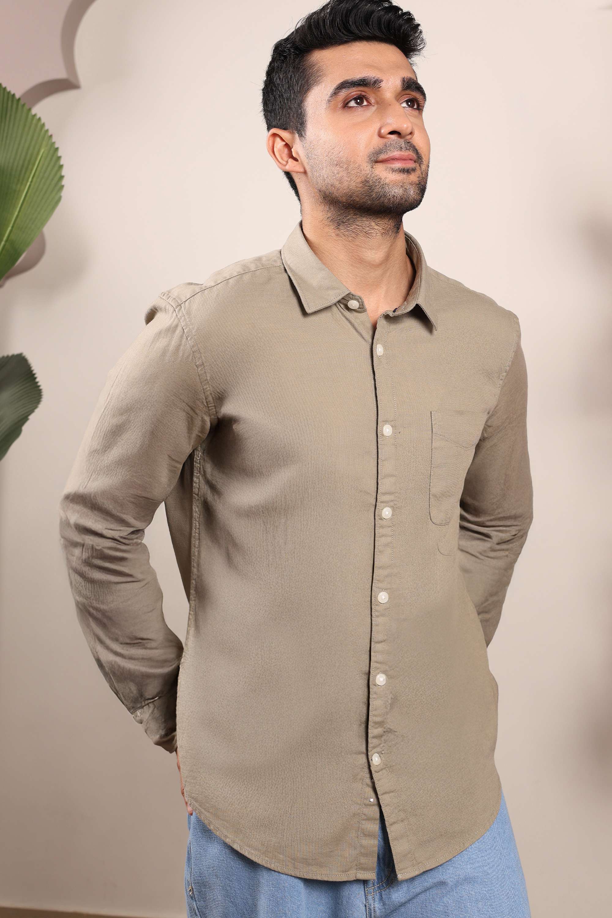 Solid-Cotton-Regular-Fit-Men-s-Shirt