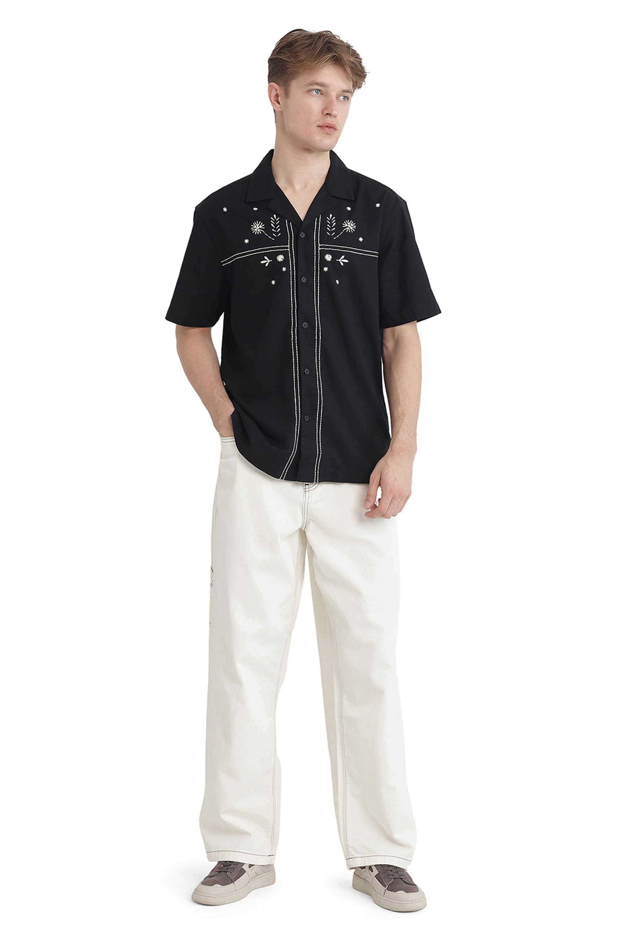 Solid-Cotton-Regular-Fit-Men-s-Casual-Shirt