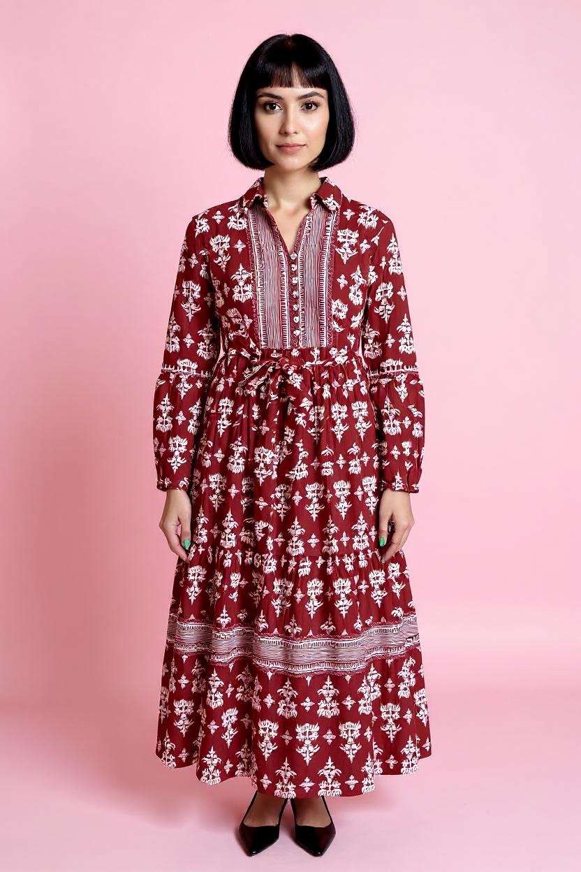 Printed-Collared-Cotton-Women-Dress