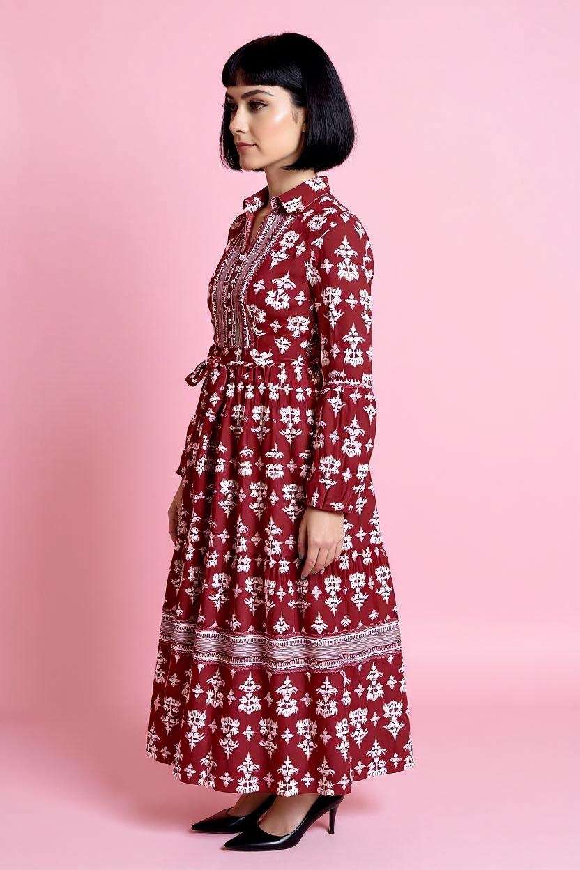 Printed-Collared-Cotton-Women-Dress