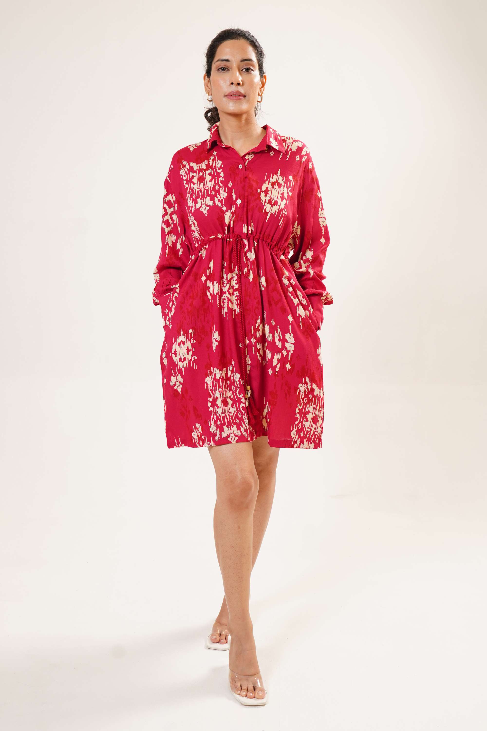 Printed-Cotton-Blend-Collared-Women-Everyday-Dress