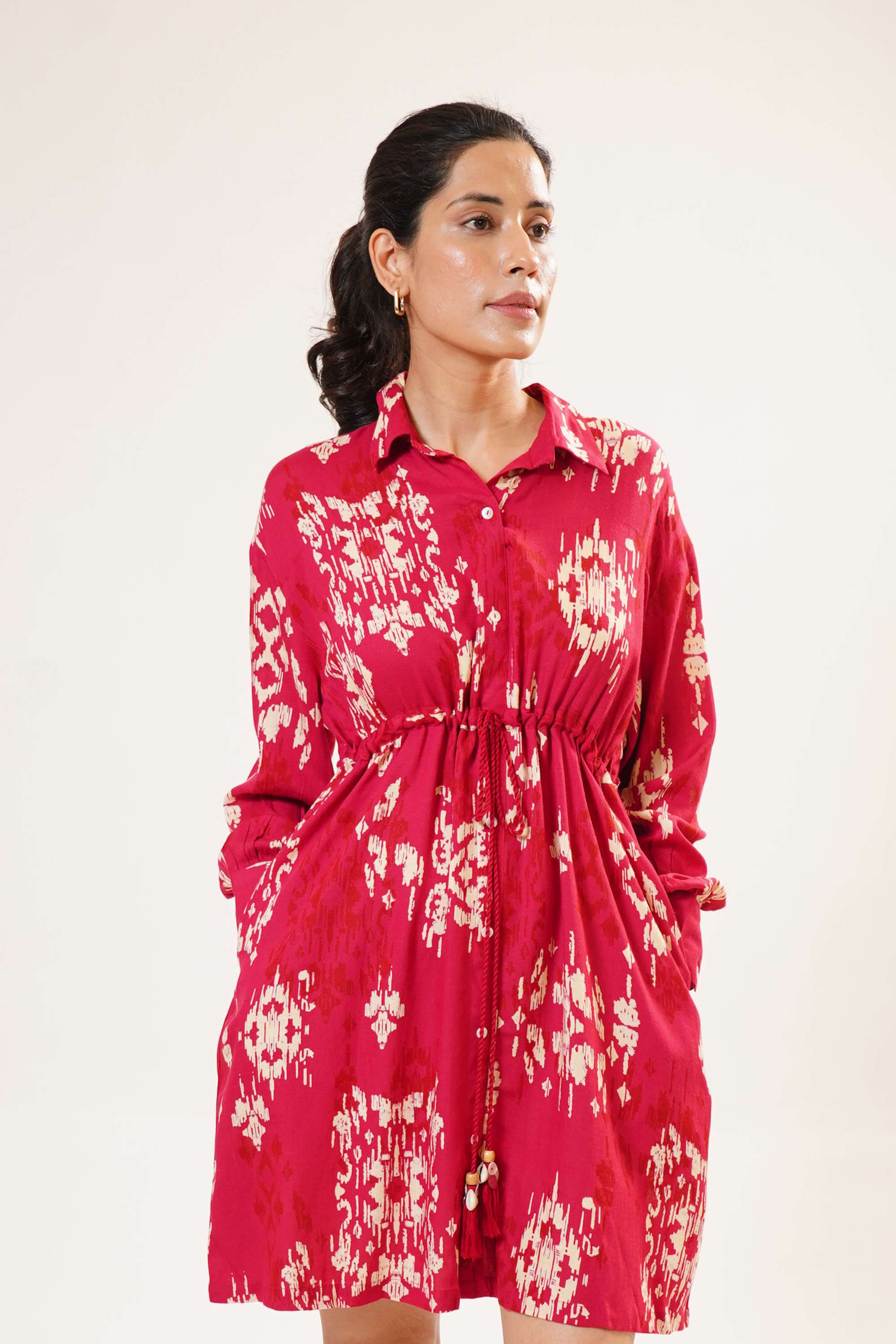 Printed-Cotton-Blend-Collared-Women-Everyday-Dress