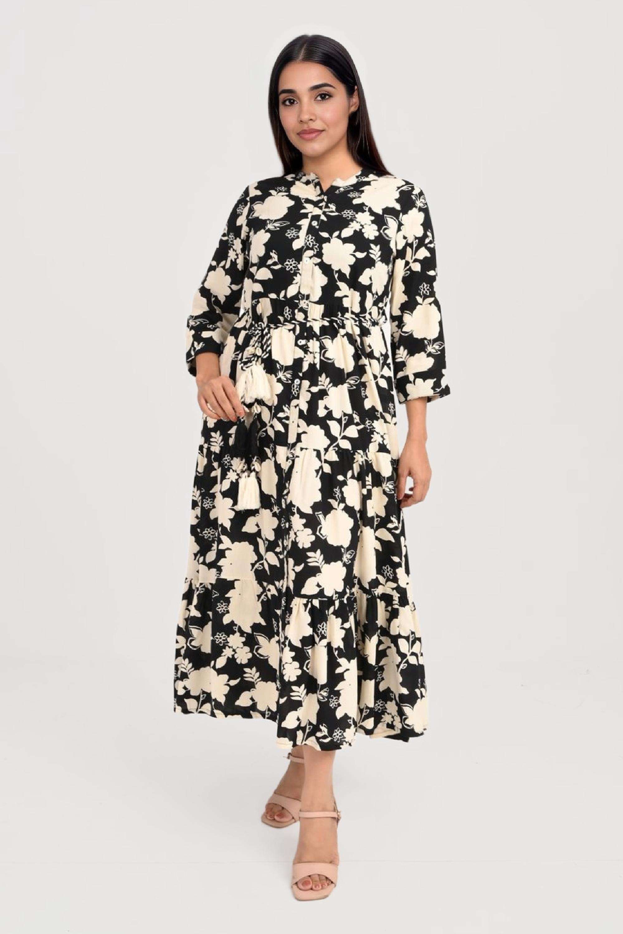 Printed-Y-Neck-Rayon-Women-s-Dress