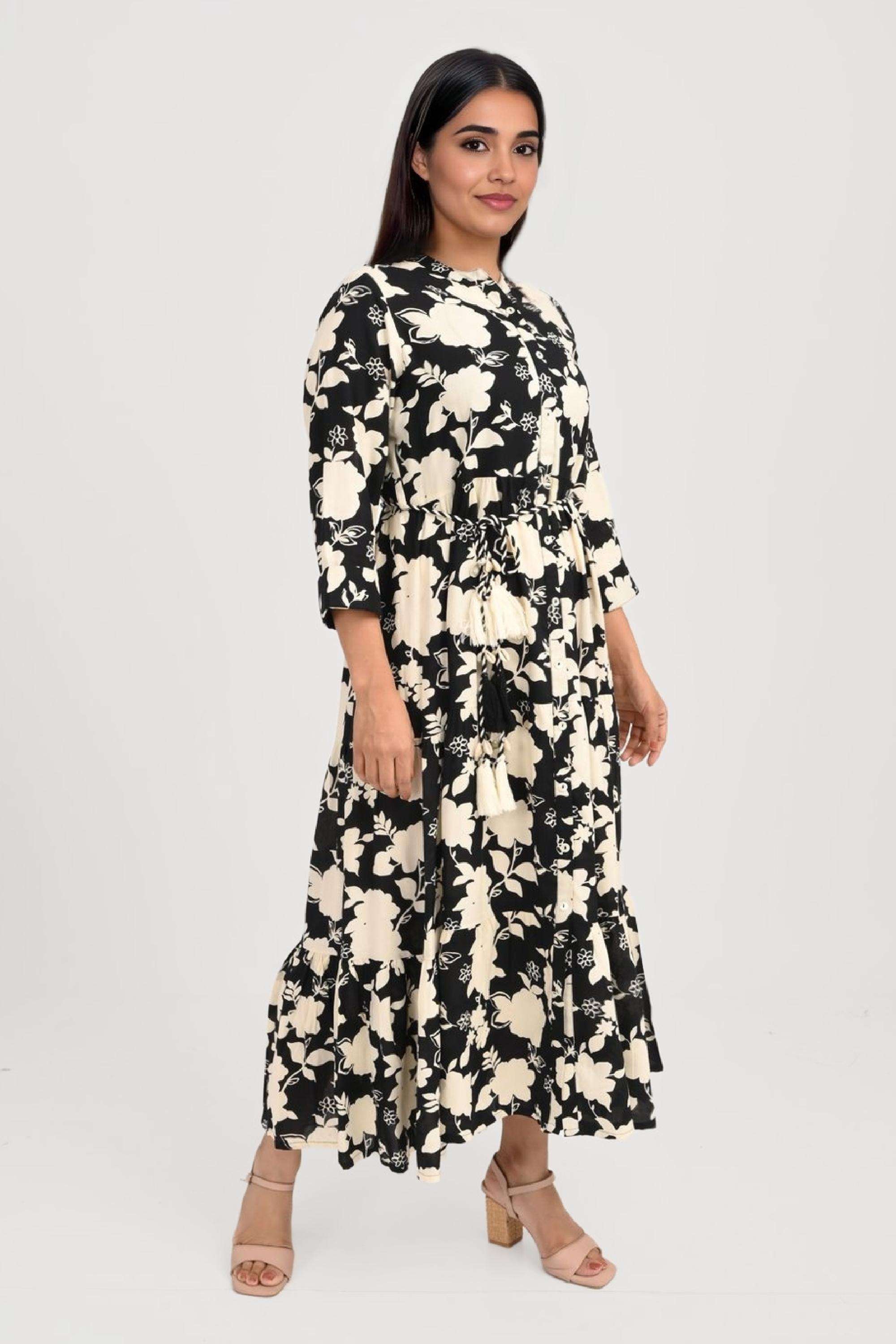 Printed-Y-Neck-Rayon-Women-s-Dress