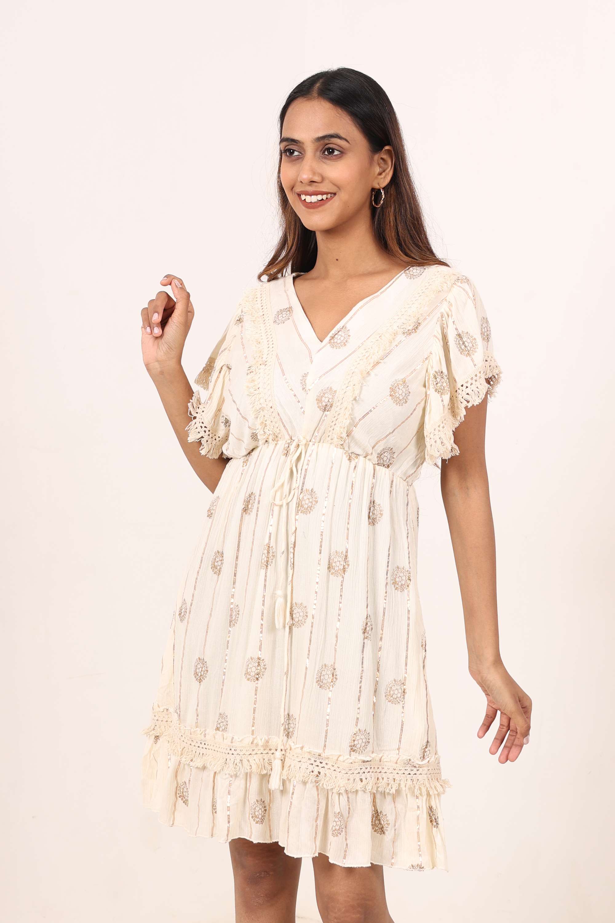 Printed-Rayon-V-Neck-Women-s-Dress
