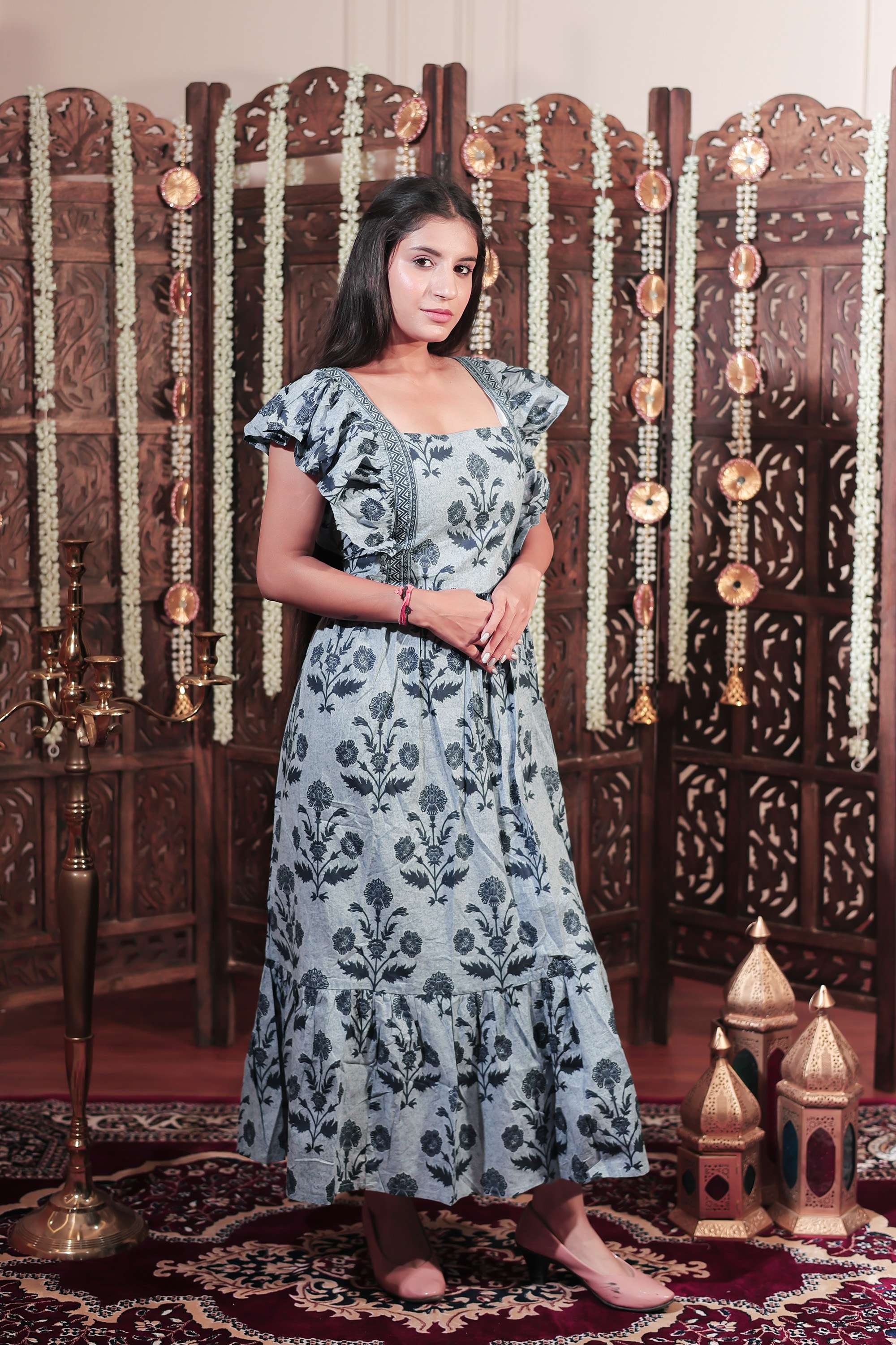 Printed-Square-Neck-Cotton-Women-s-Dress