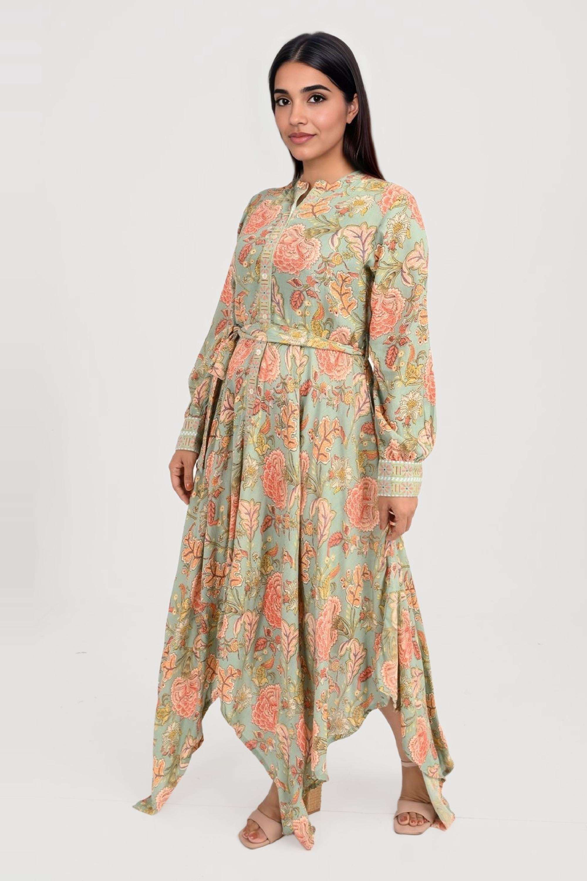 Printed-Blended-Fabric-Regular-Fit-Women-s-Midi-Dress
