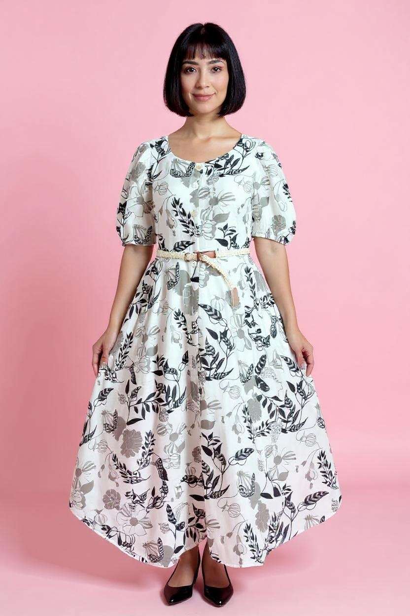Printed-Linen-V-Neck-Women-s-Dress