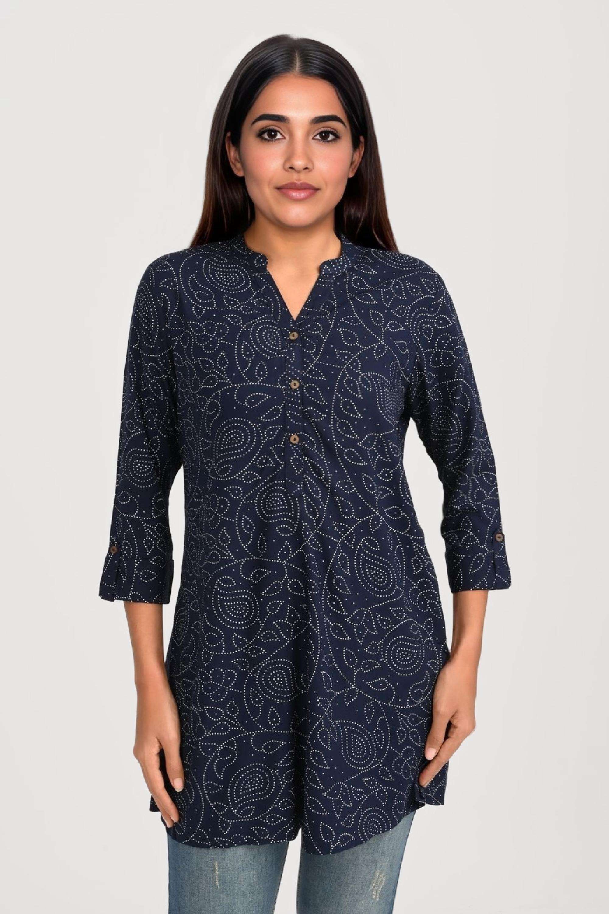 Printed-Rayon-Collared-Women-s-Tunic