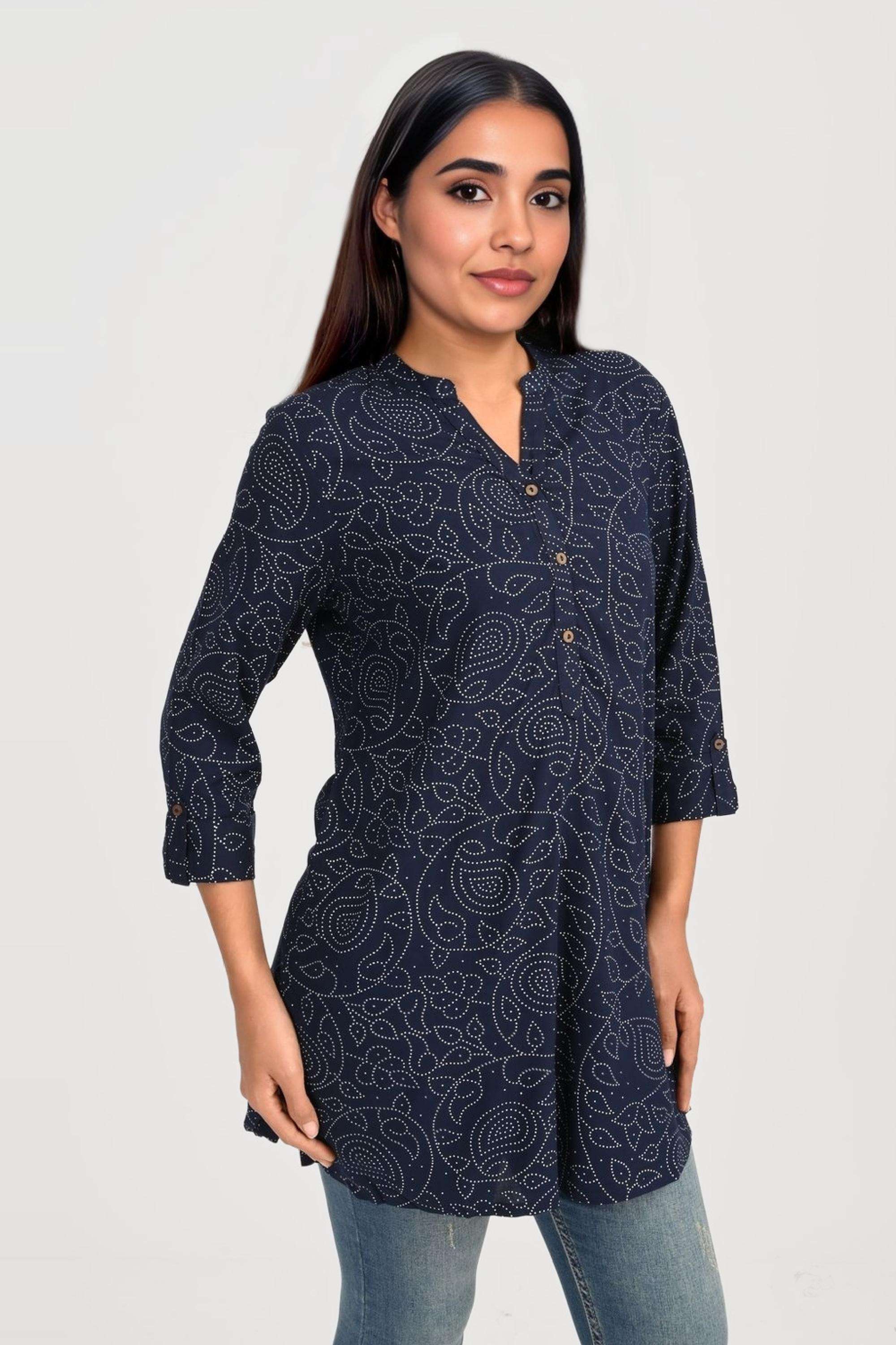 Printed-Rayon-Collared-Women-s-Tunic