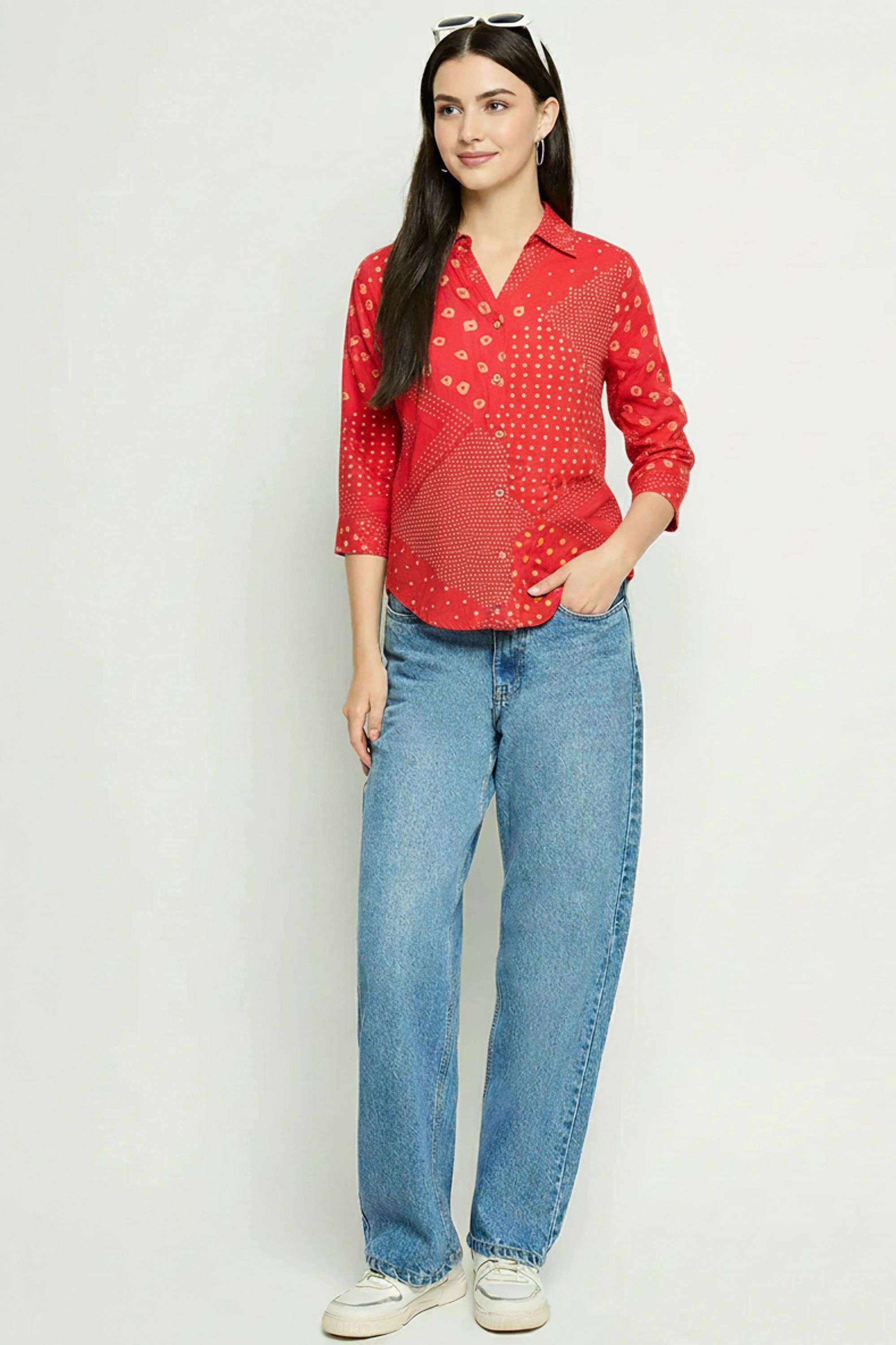 Solid-Blended-Fabric-Regular-Fit-Festive-Wear-Women-Tunic