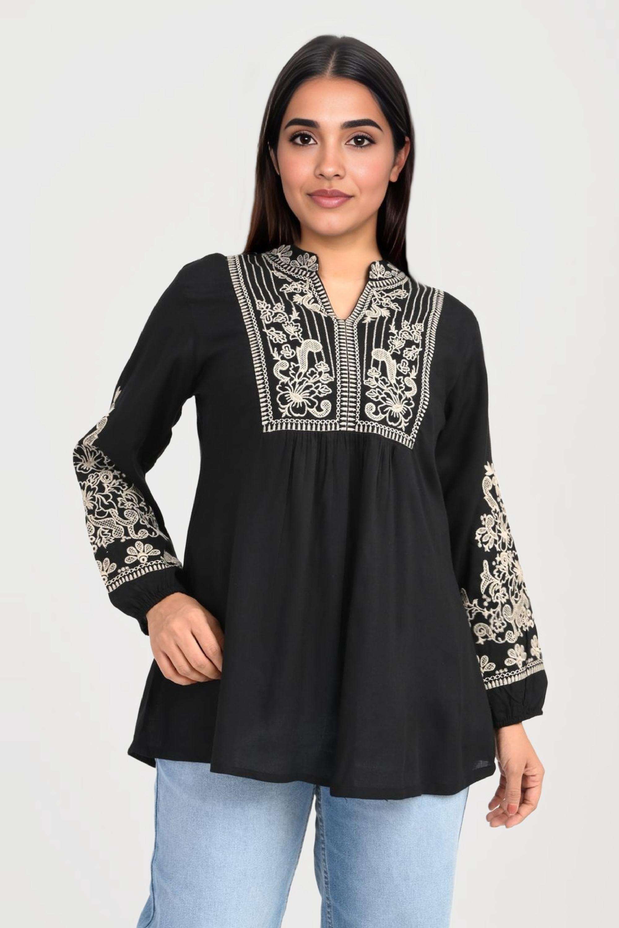 Printed-Rayon-Y-Neck-Women-s-Tunic