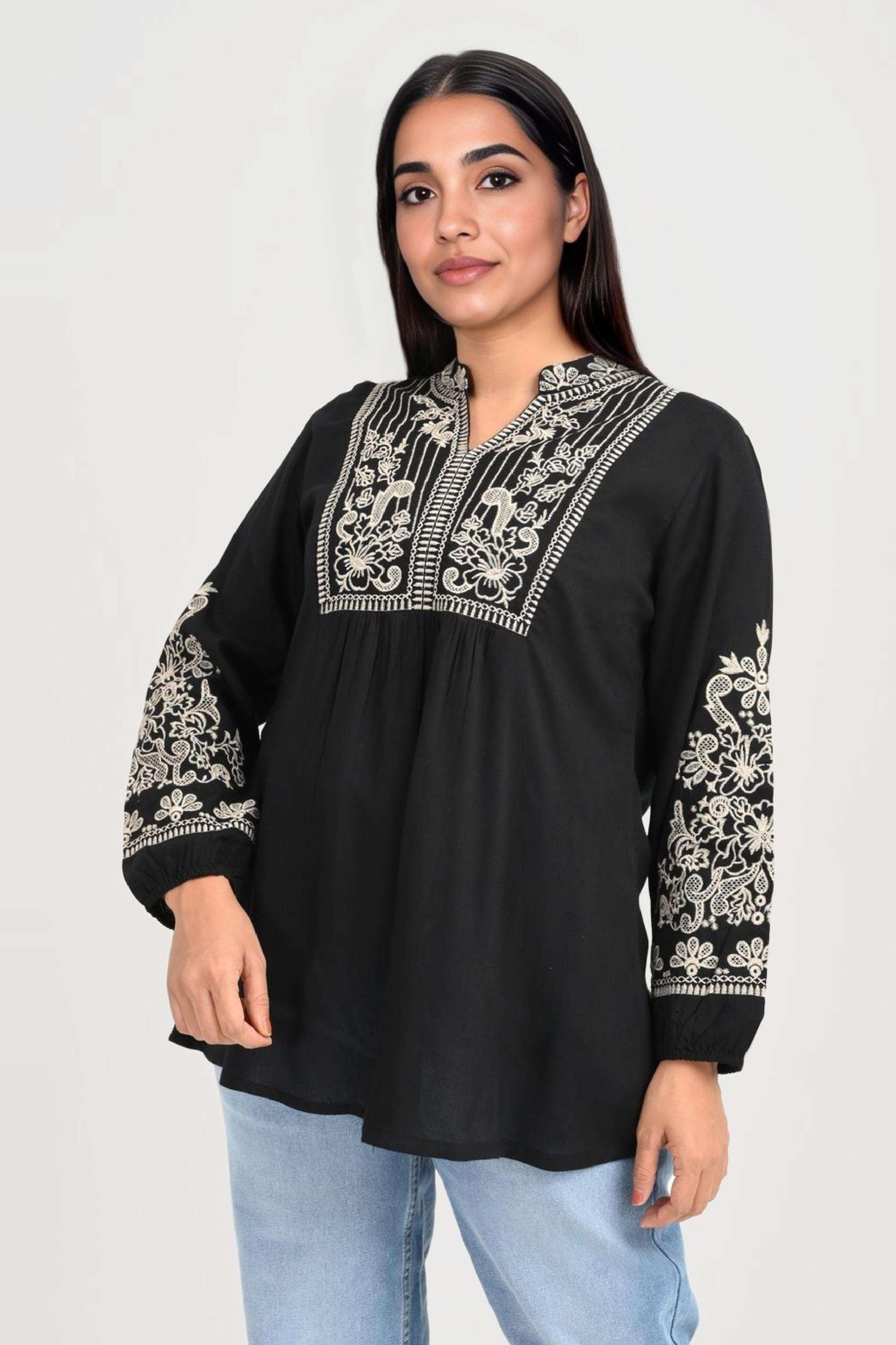Printed-Rayon-Y-Neck-Women-s-Tunic