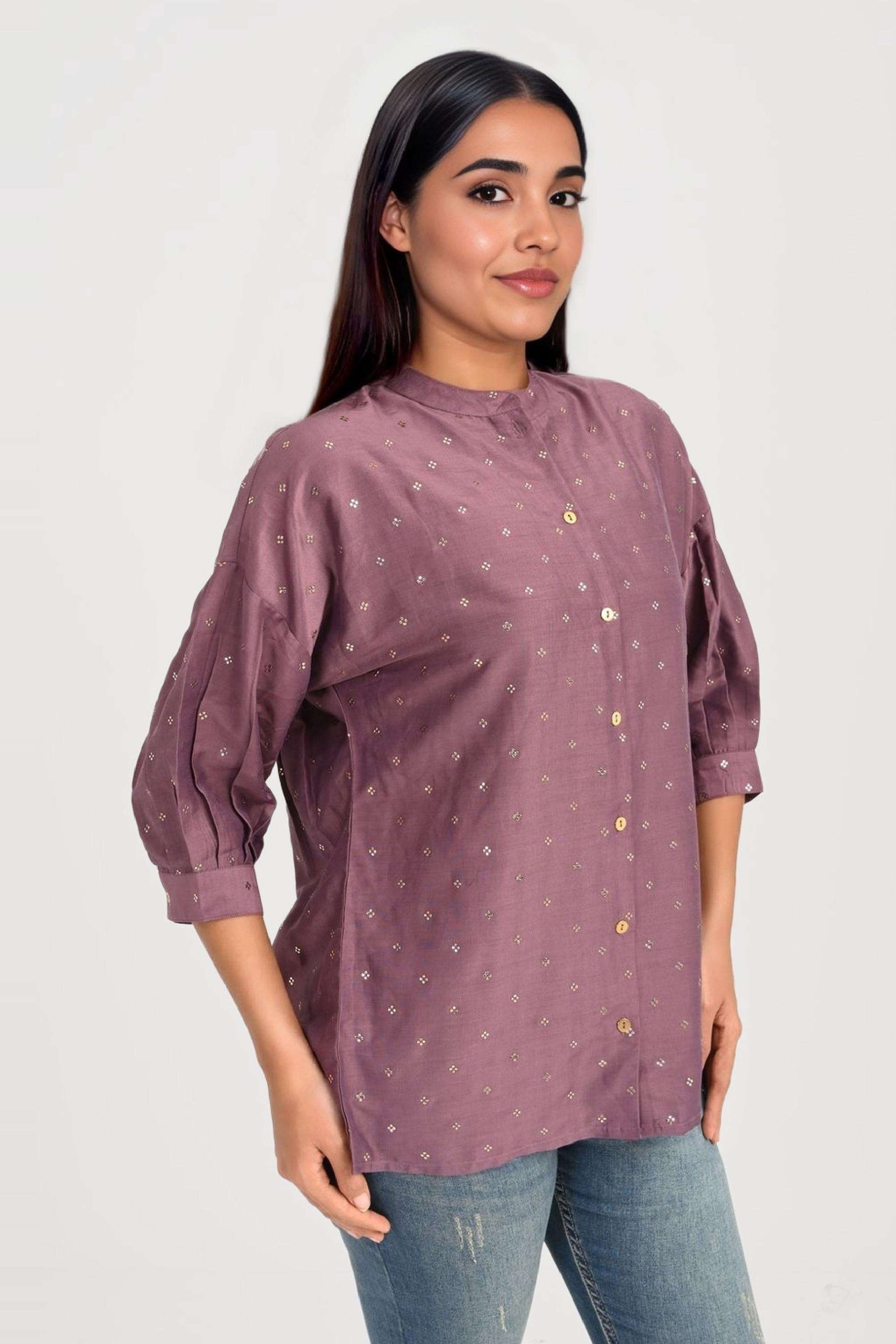 Printed-Polyester-Collared-Women-s-Tunic
