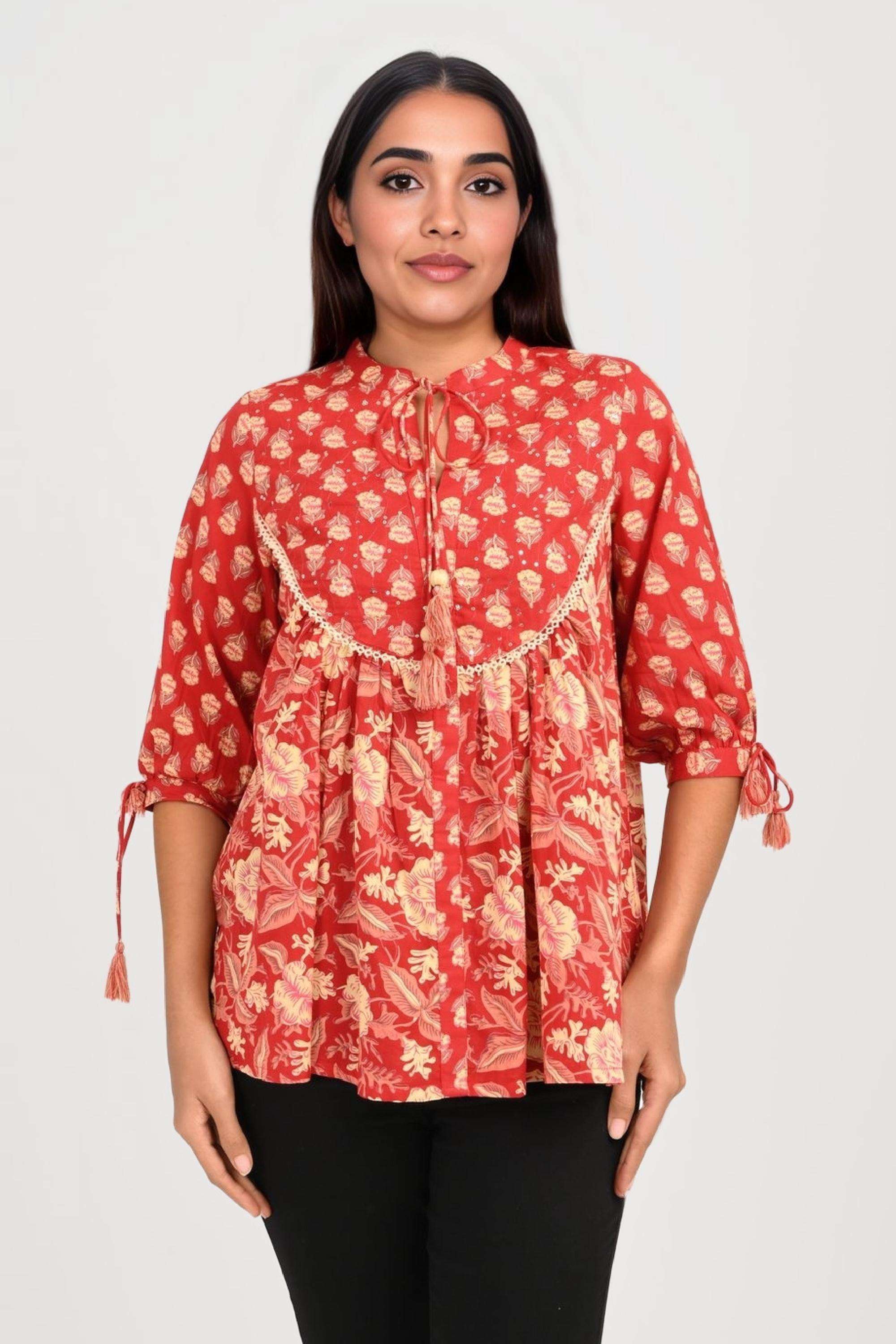 Printed-Cotton-Collared-Women-s-Tunic