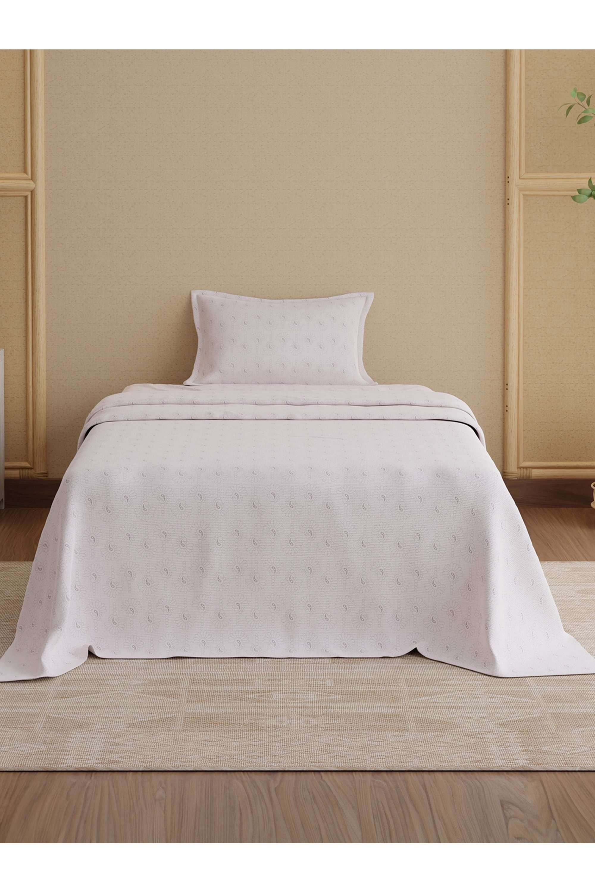 Indo-Musk-100--Kasturi-Cotton-200-TC-Purple-Paisley-Print-Single-Bedsheet-with-1-Pillow-Cover