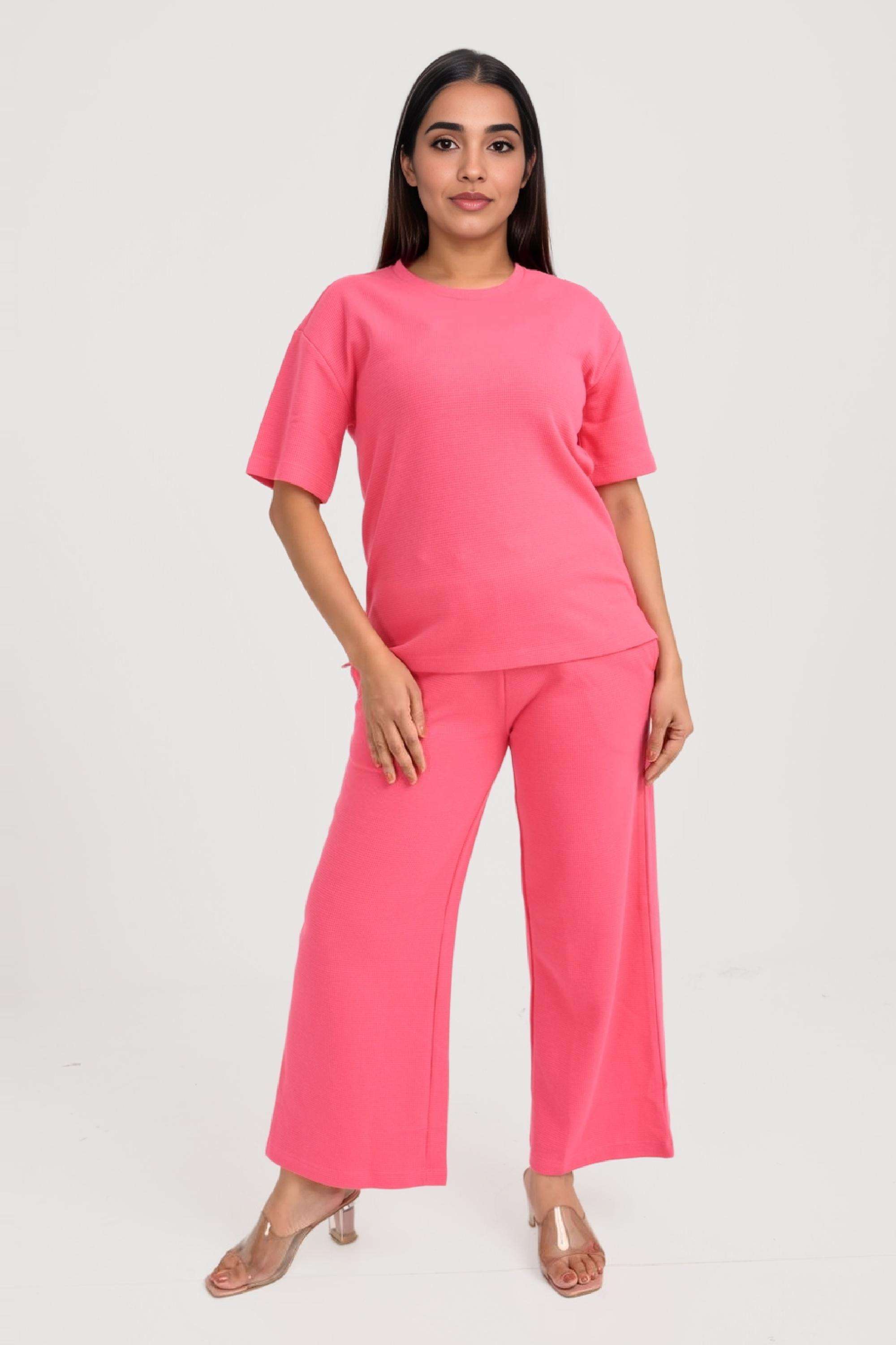 Solid-Cotton-Blend-Regular-Fit-Women-s-Top-&-Pyjama-Set