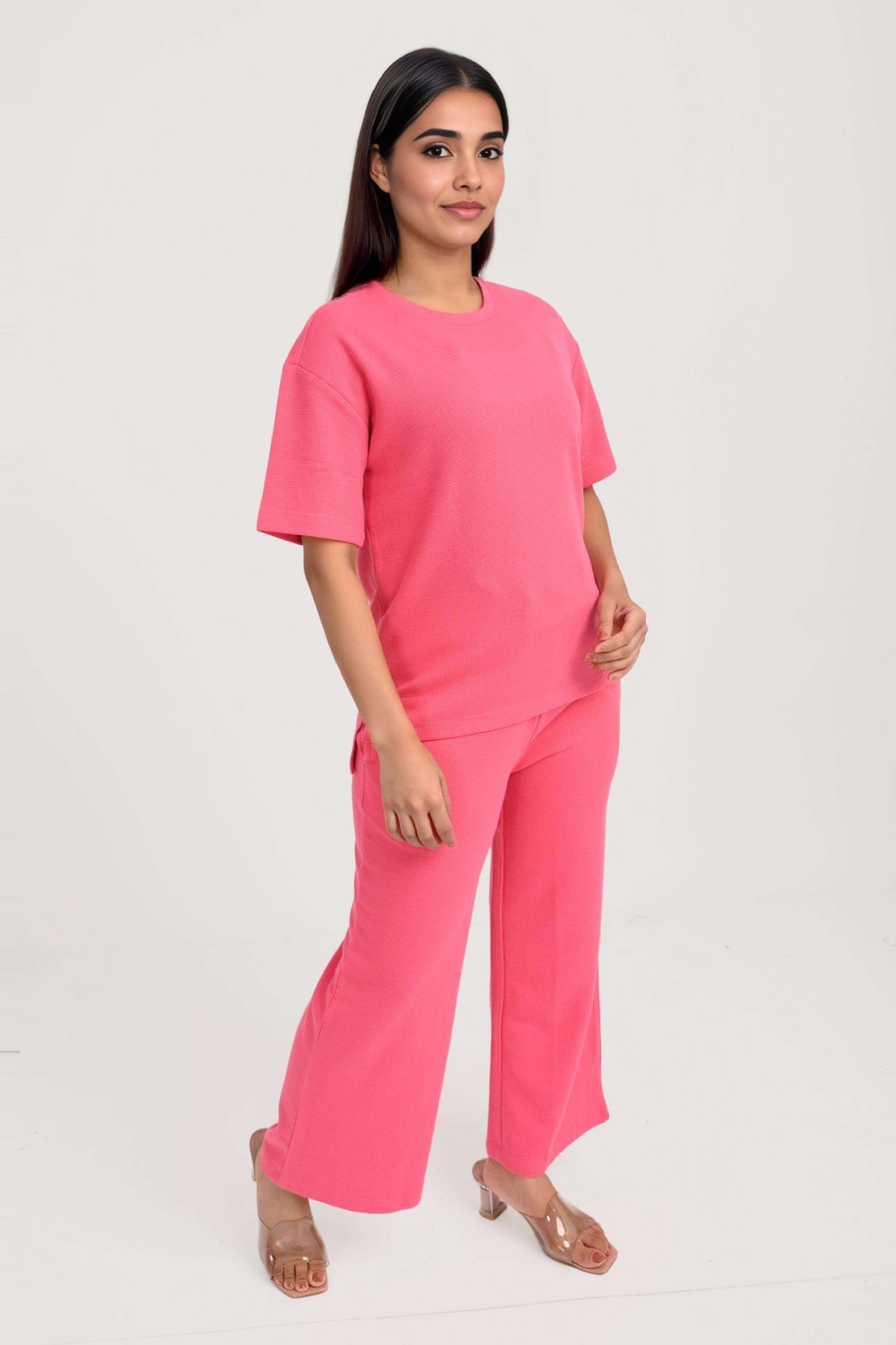 Solid-Cotton-Blend-Regular-Fit-Women-s-Top-&-Pyjama-Set