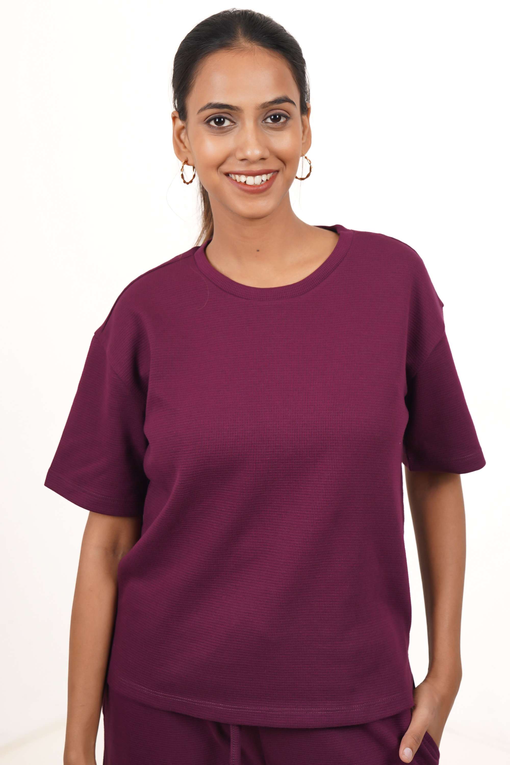 Solid-Full-Length-Blended-Fabric-Women-s-Clothing-Set