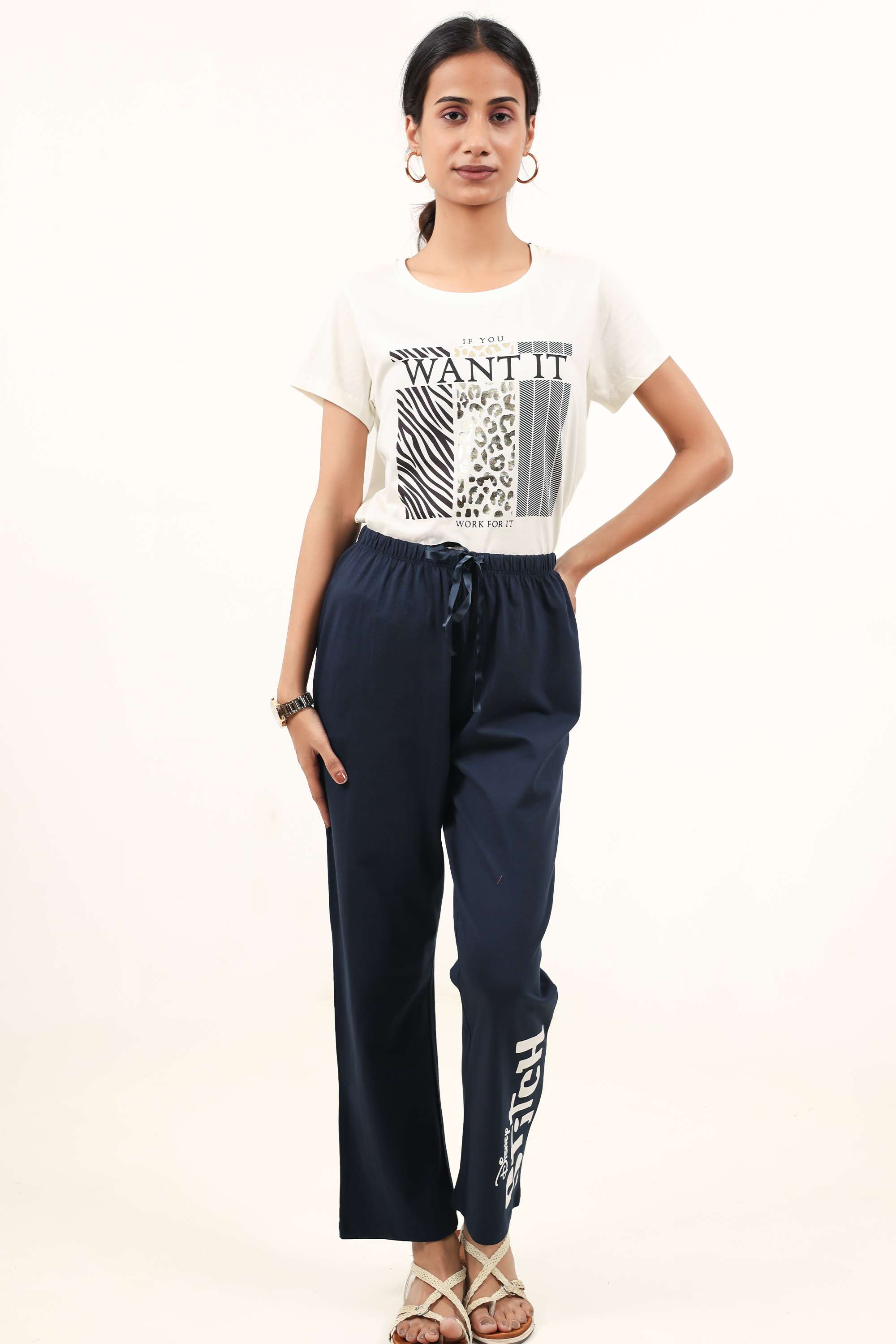 Regular-Fit-Blended-Fabric-Women-s-Pyjamas