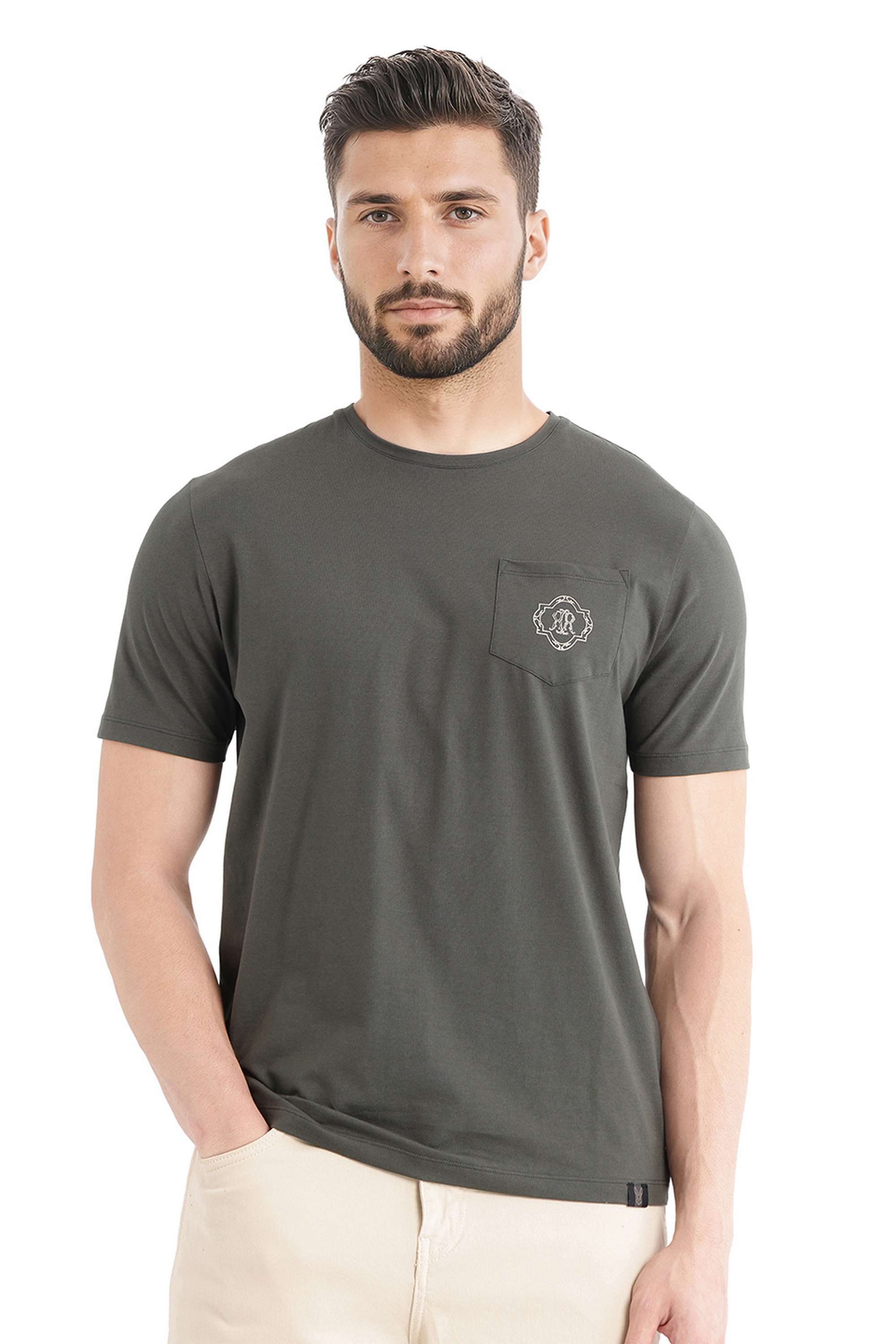 Solid-Cotton-Regular-Fit-Men-T-Shirt