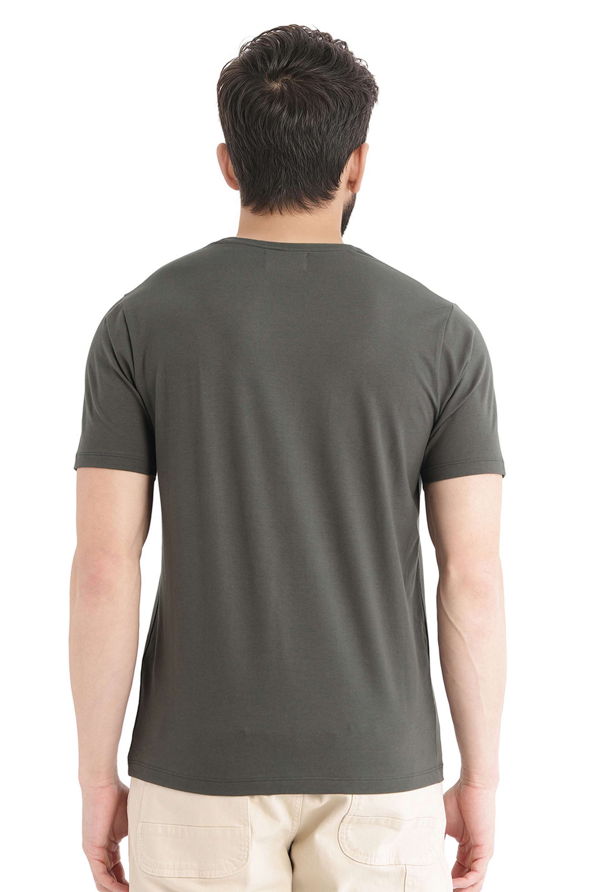 Solid-Cotton-Regular-Fit-Men-T-Shirt