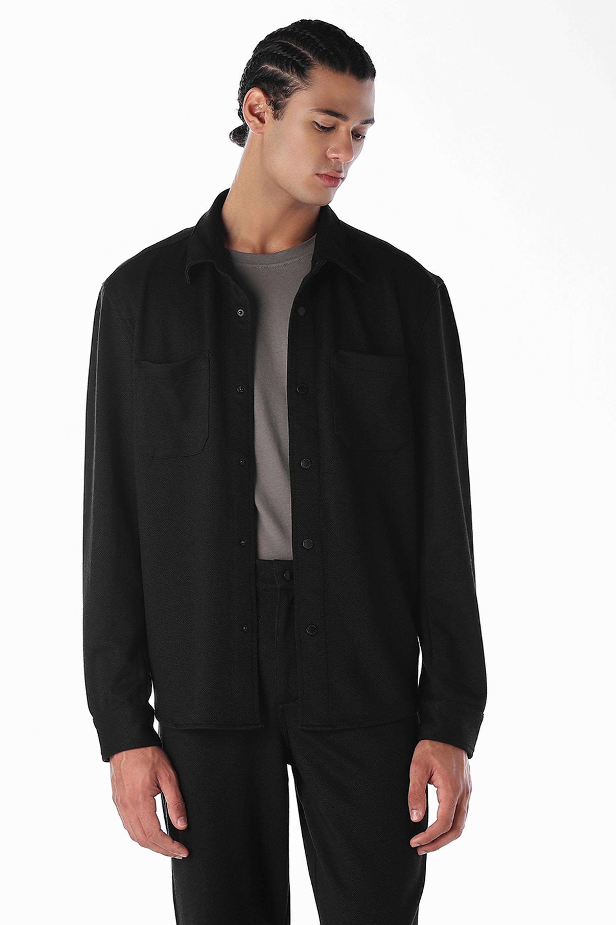 Solid-Polyester-Regular-Fit-Men-s-Casual-Shirt