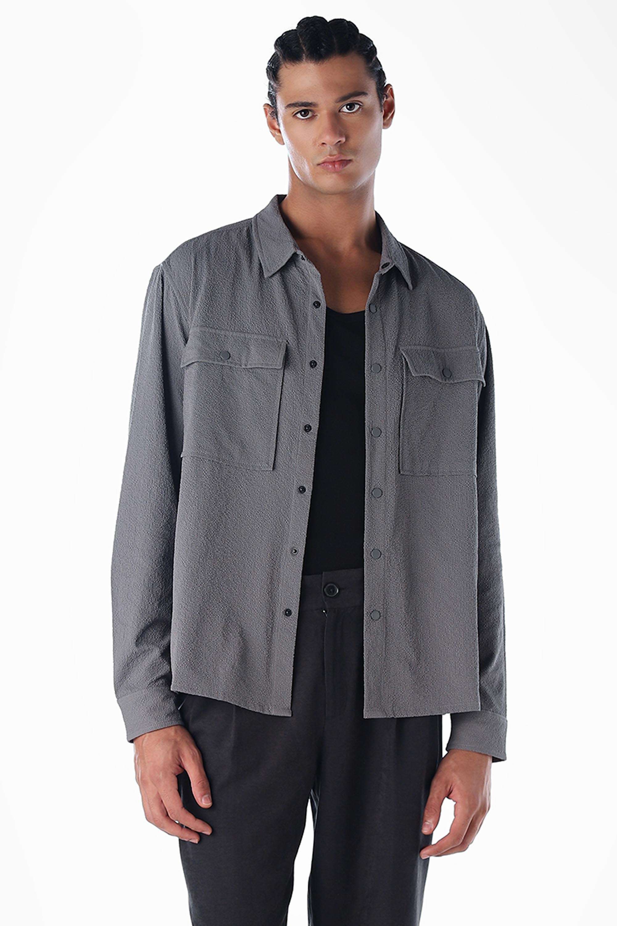 Solid-Polyester-Regular-Fit-Men-s-Casual-Shirt