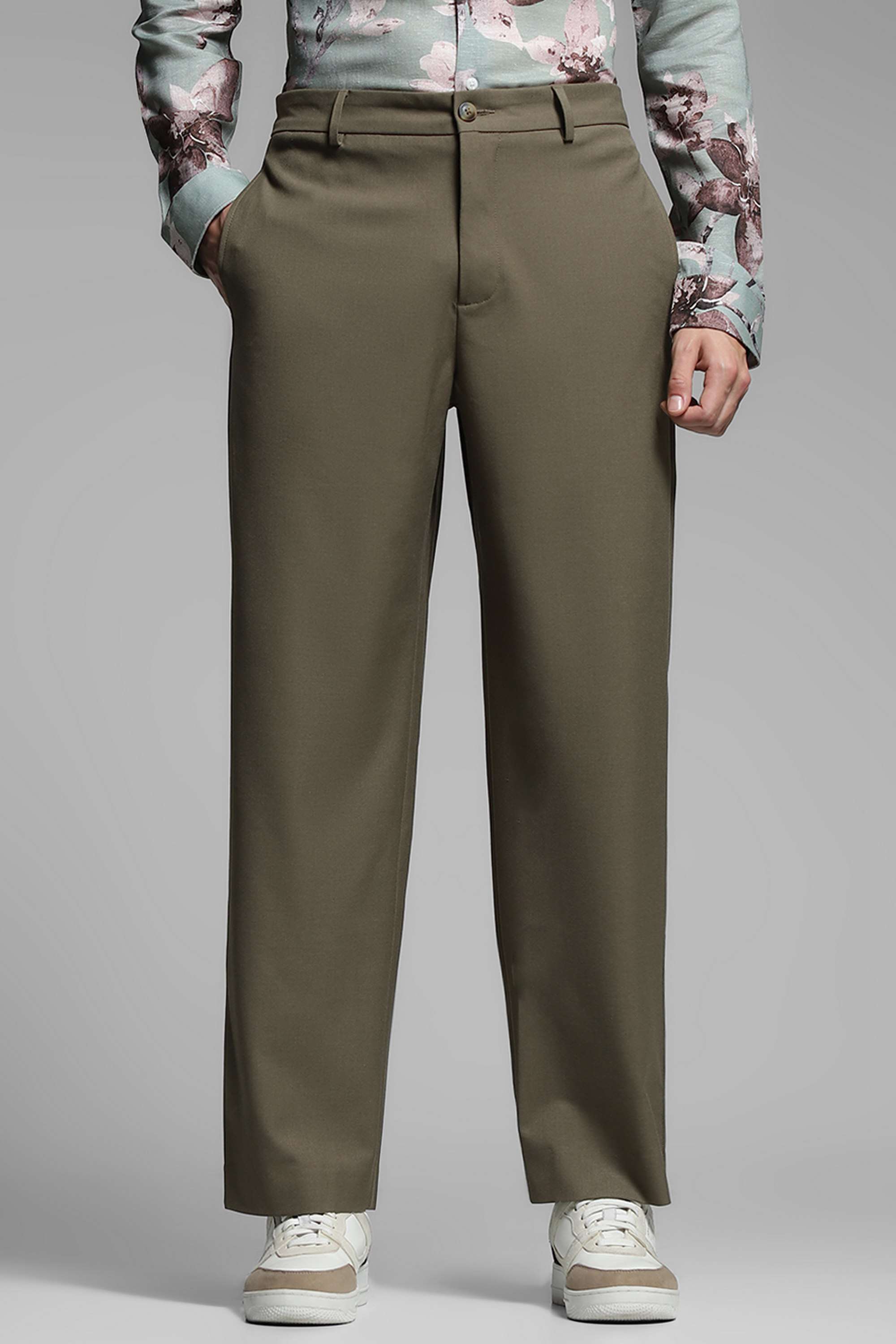 Solid-Polyester-Relaxed-Fit-Men-Trousers