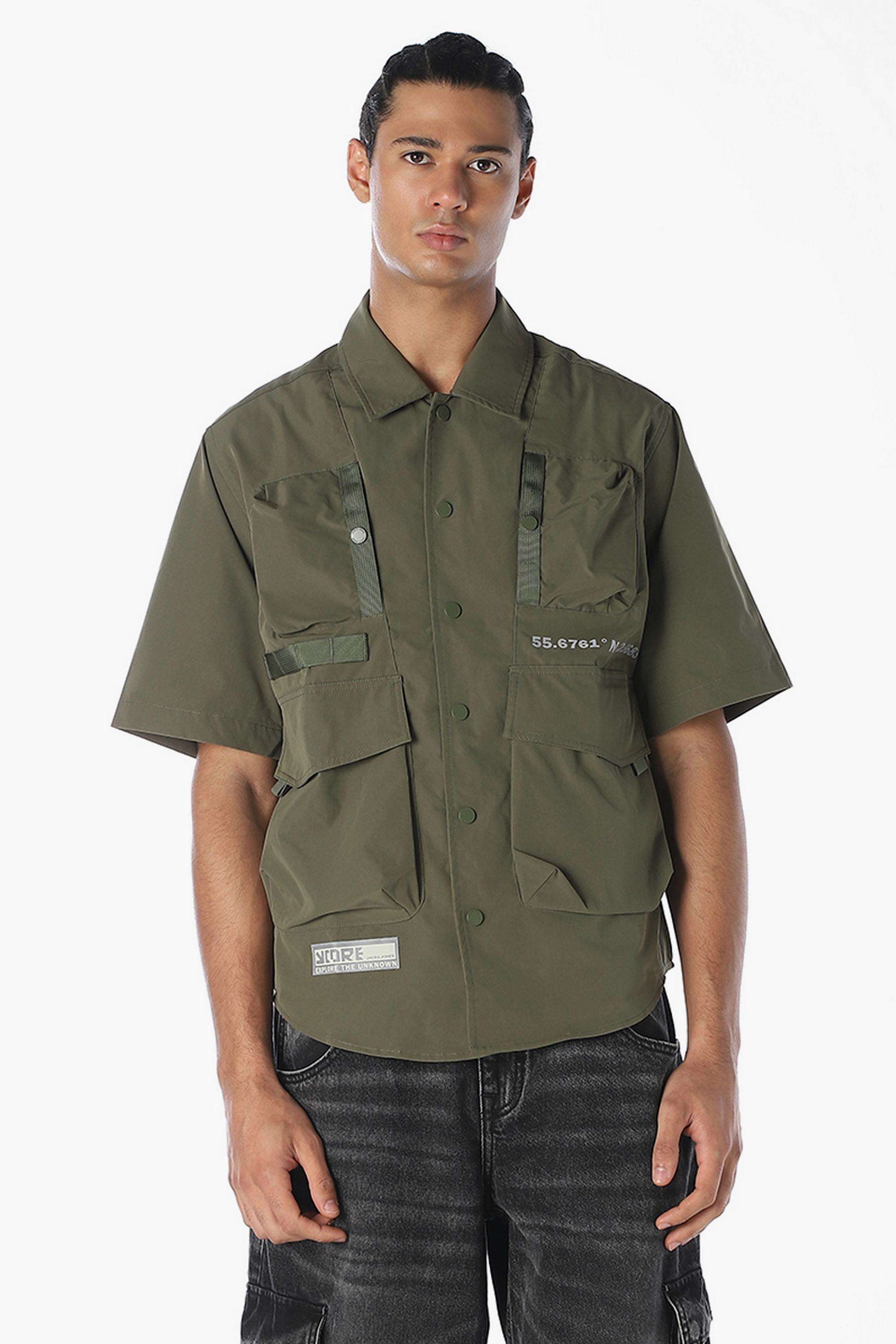 Solid-Polyester-Oversized-Fit-Men-Casual-Wear-Shirt