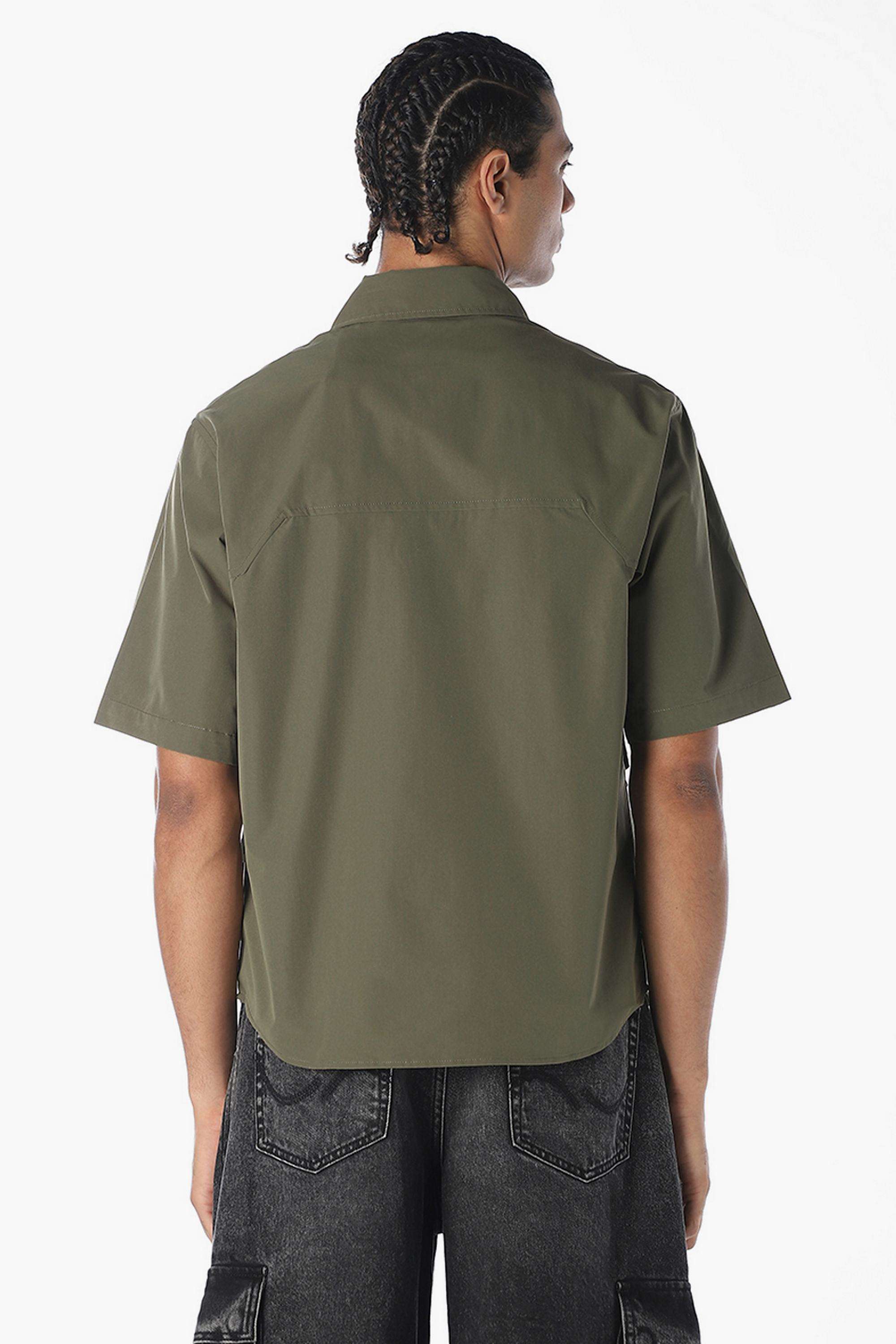 Solid-Polyester-Oversized-Fit-Men-Casual-Wear-Shirt