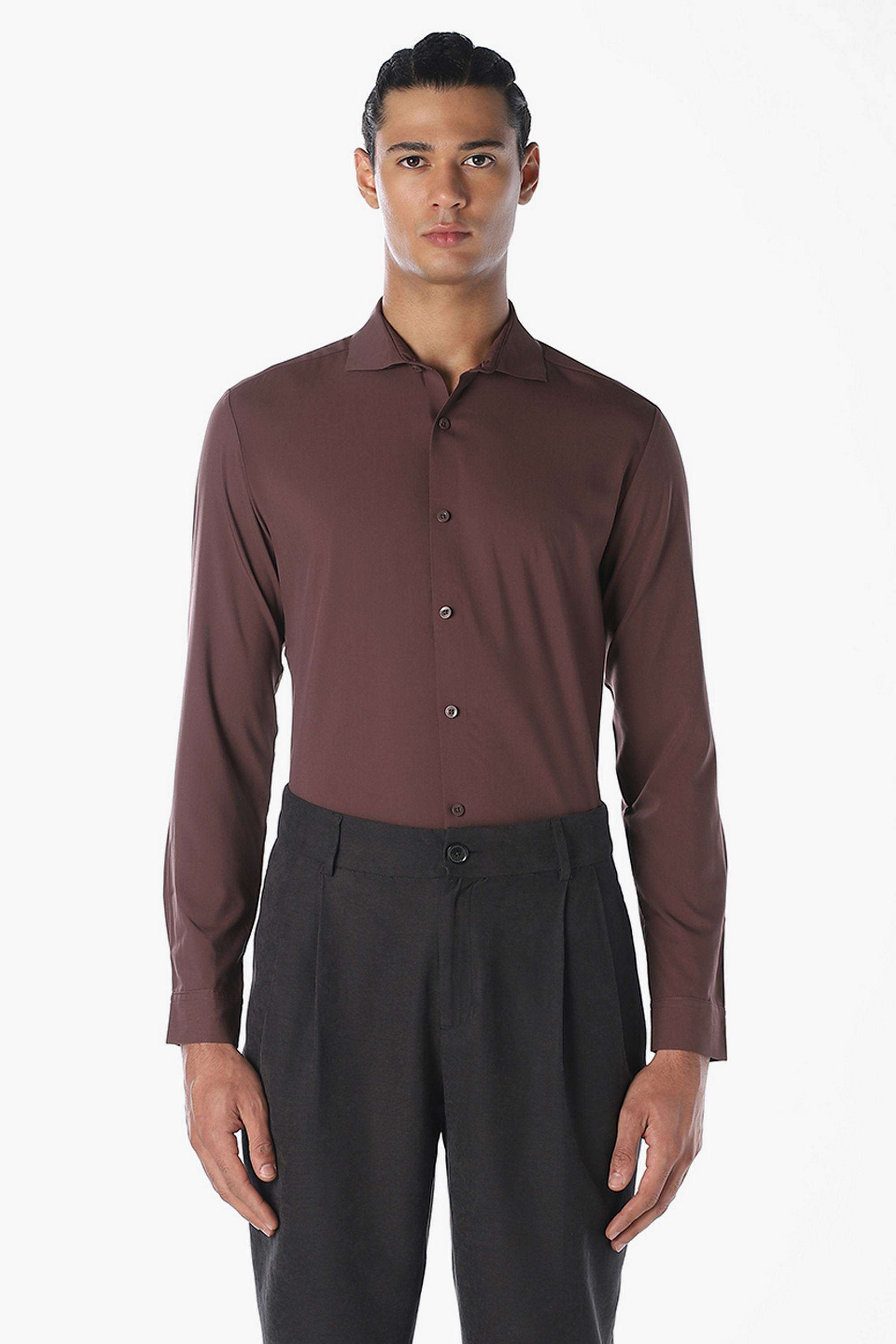 Solid-Polyester-Slim-Fit-Men-Casual-Wear-Shirt