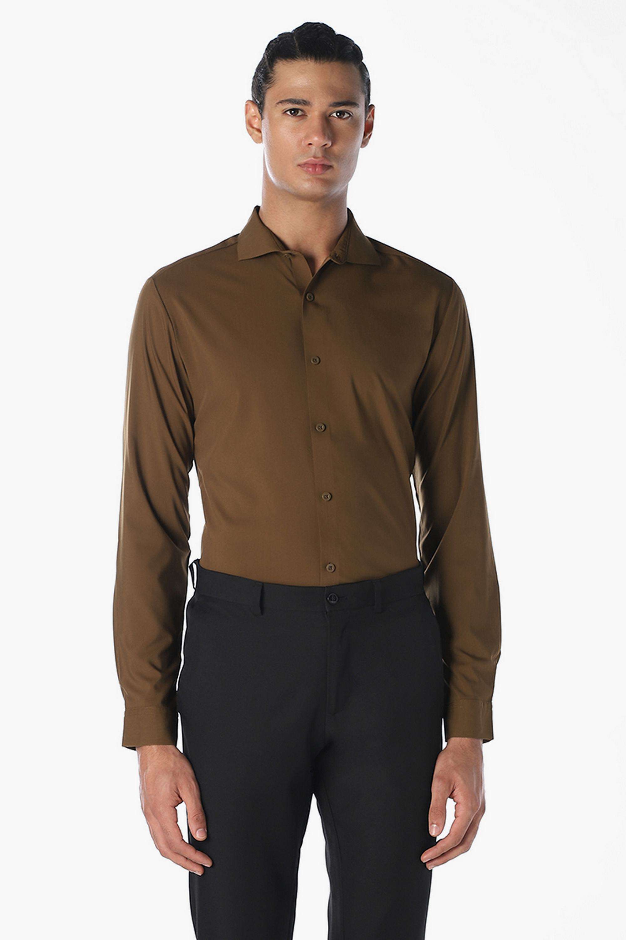 Solid-Polyester-Slim-Fit-Men-Casual-Wear-Shirt