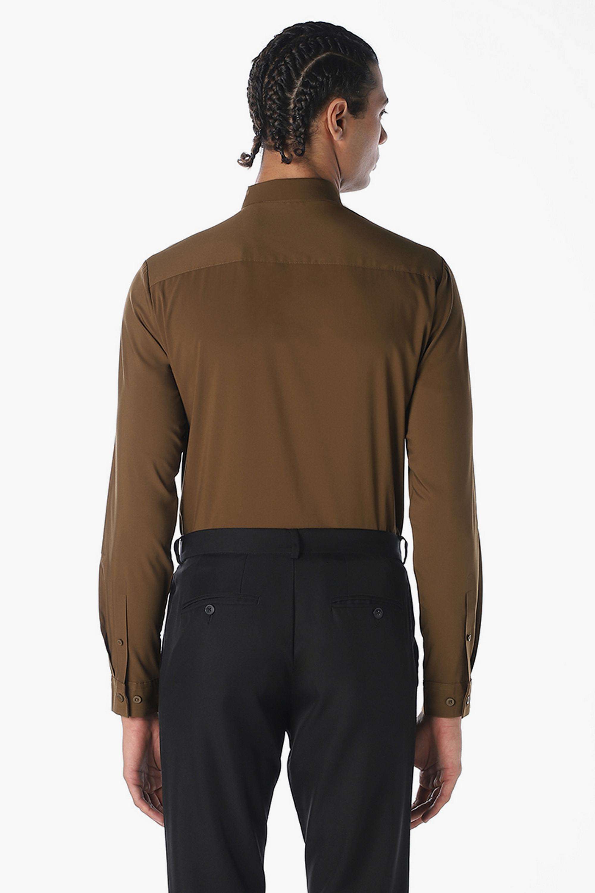 Solid-Polyester-Slim-Fit-Men-Casual-Wear-Shirt