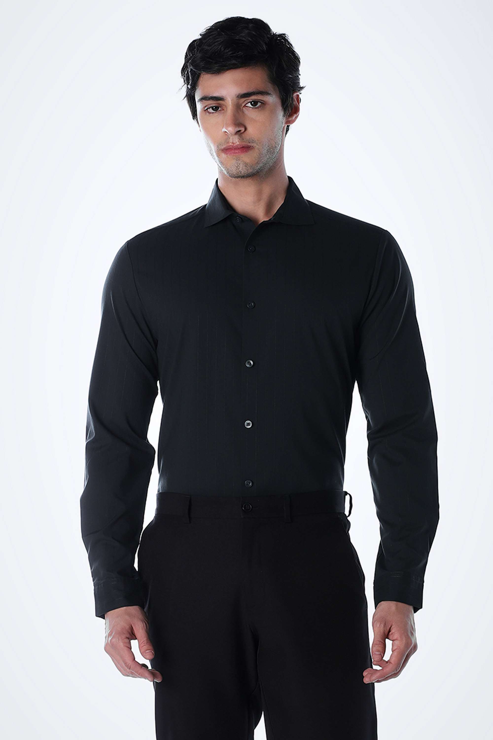 Solid-Polyester-Slim-Fit-Men-Formal-Wear-Shirt