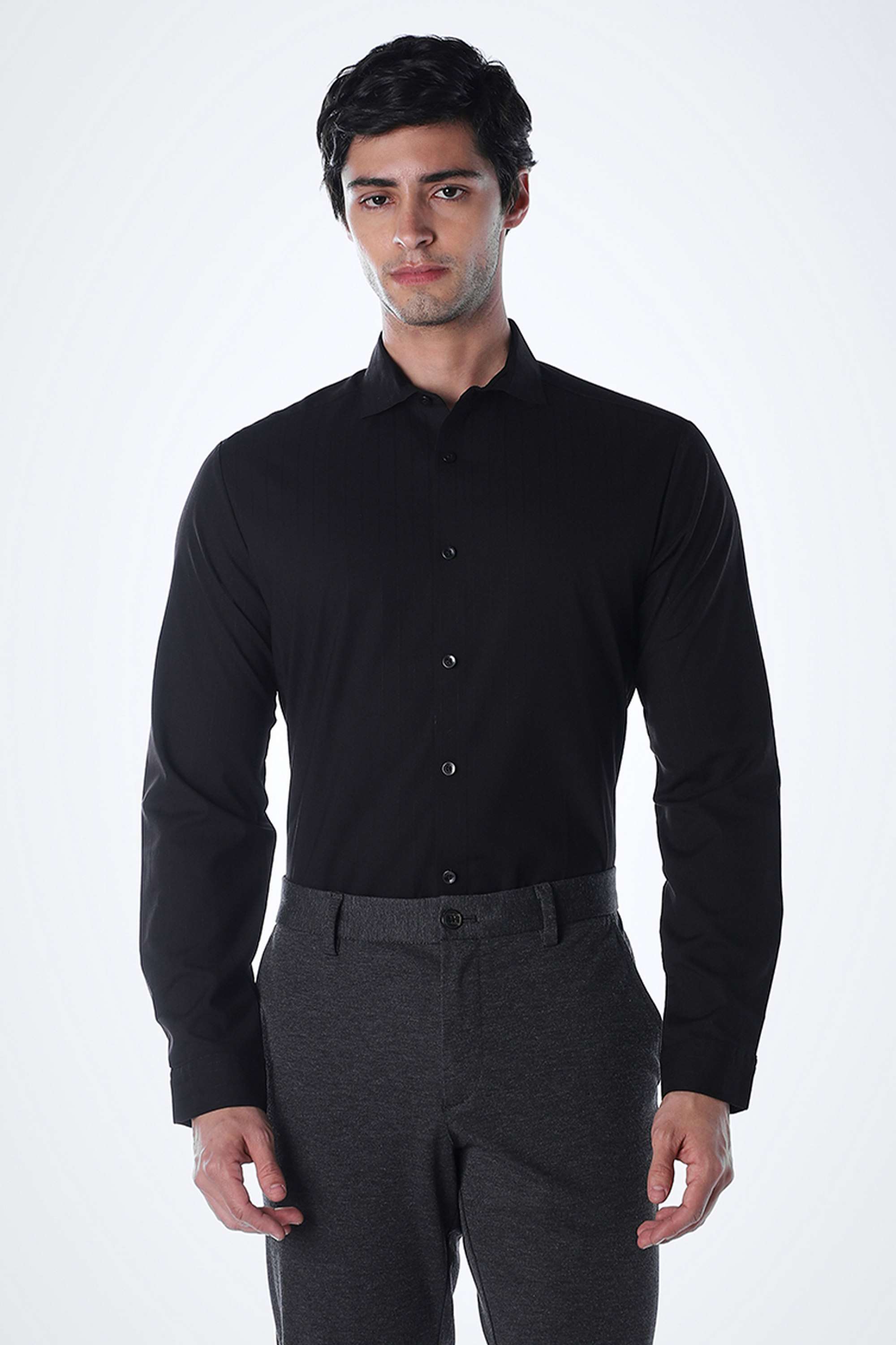 Solid-Polyester-Slim-Fit-Men-Formal-Wear-Shirt