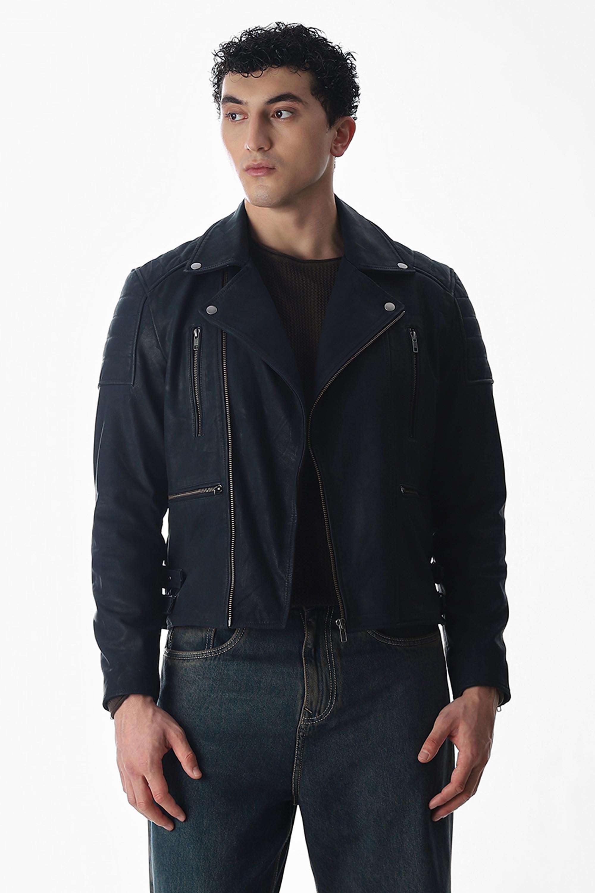 Solid-Leather-Regular-Fit-Men-s-Jacket