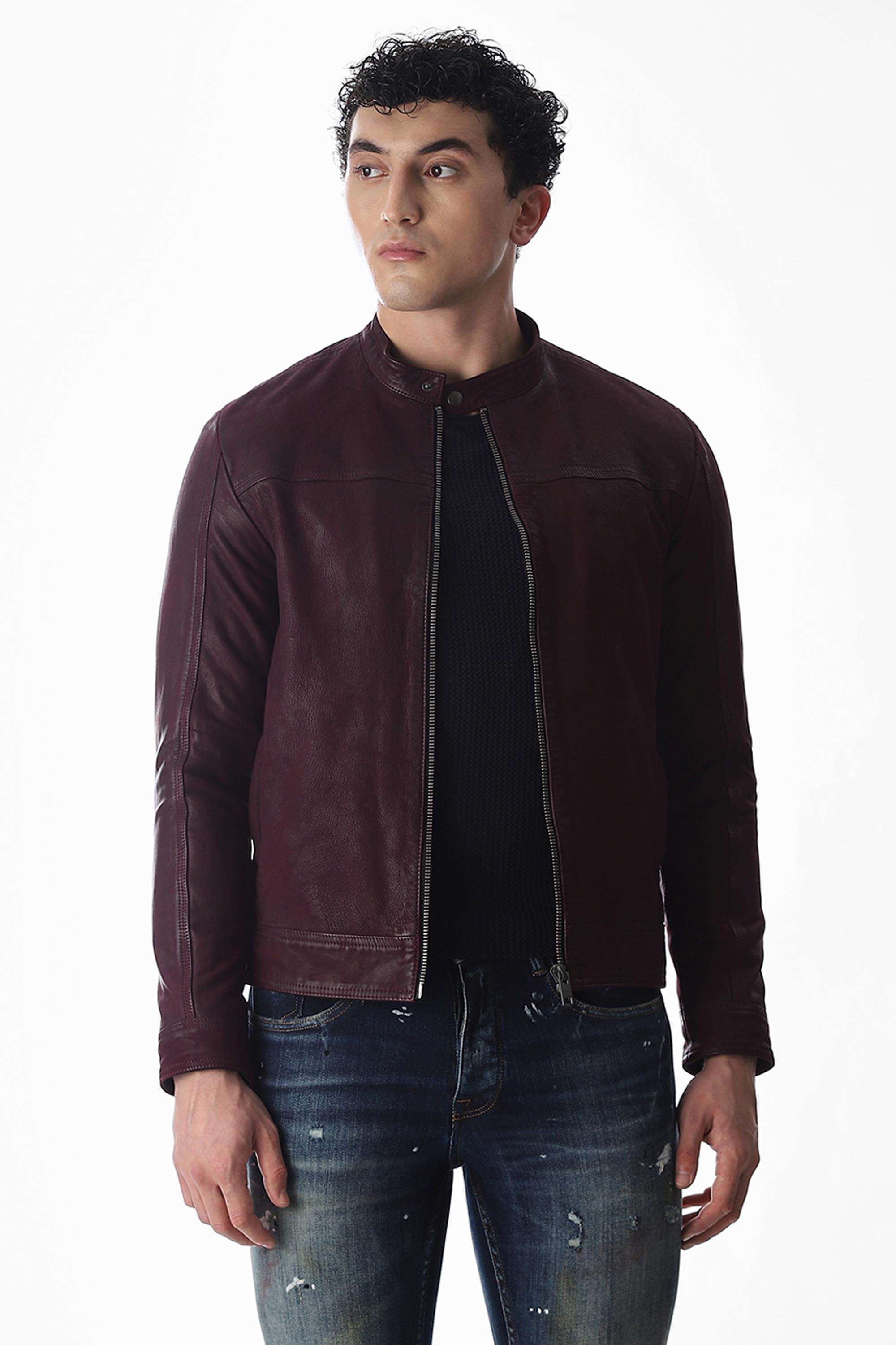Solid-Leather-Regular-Fit-Men-s-Jacket