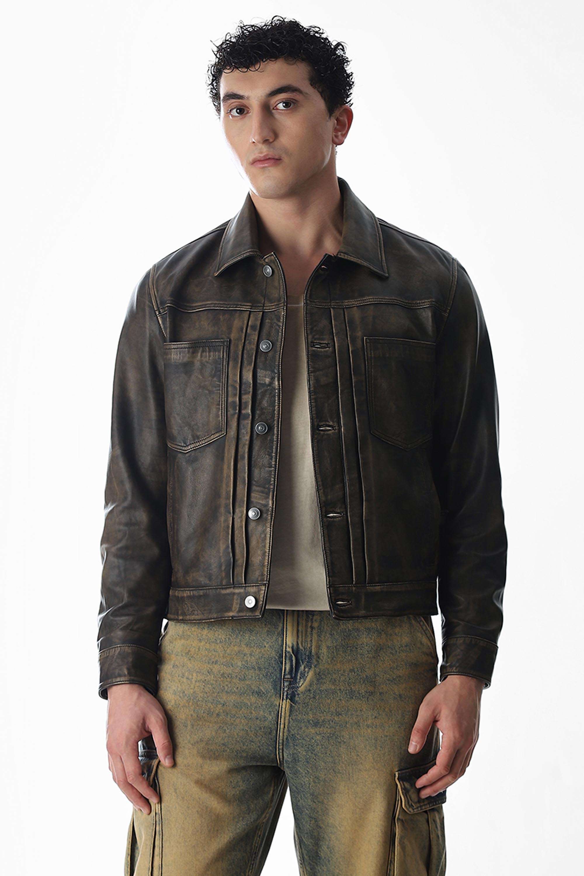 Solid-Leather-Regular-Fit-Men-s-Jacket