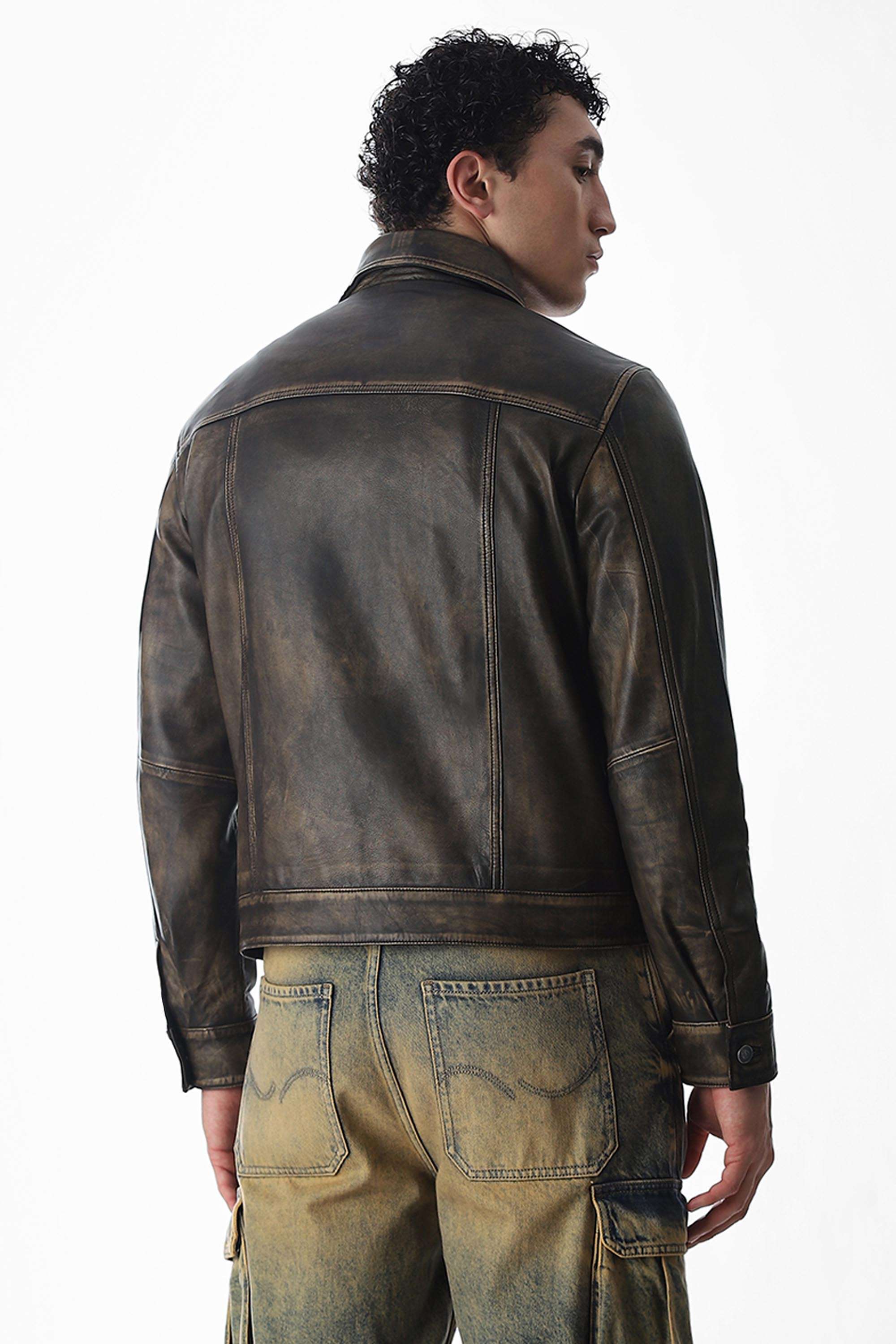 Solid-Leather-Regular-Fit-Men-s-Jacket