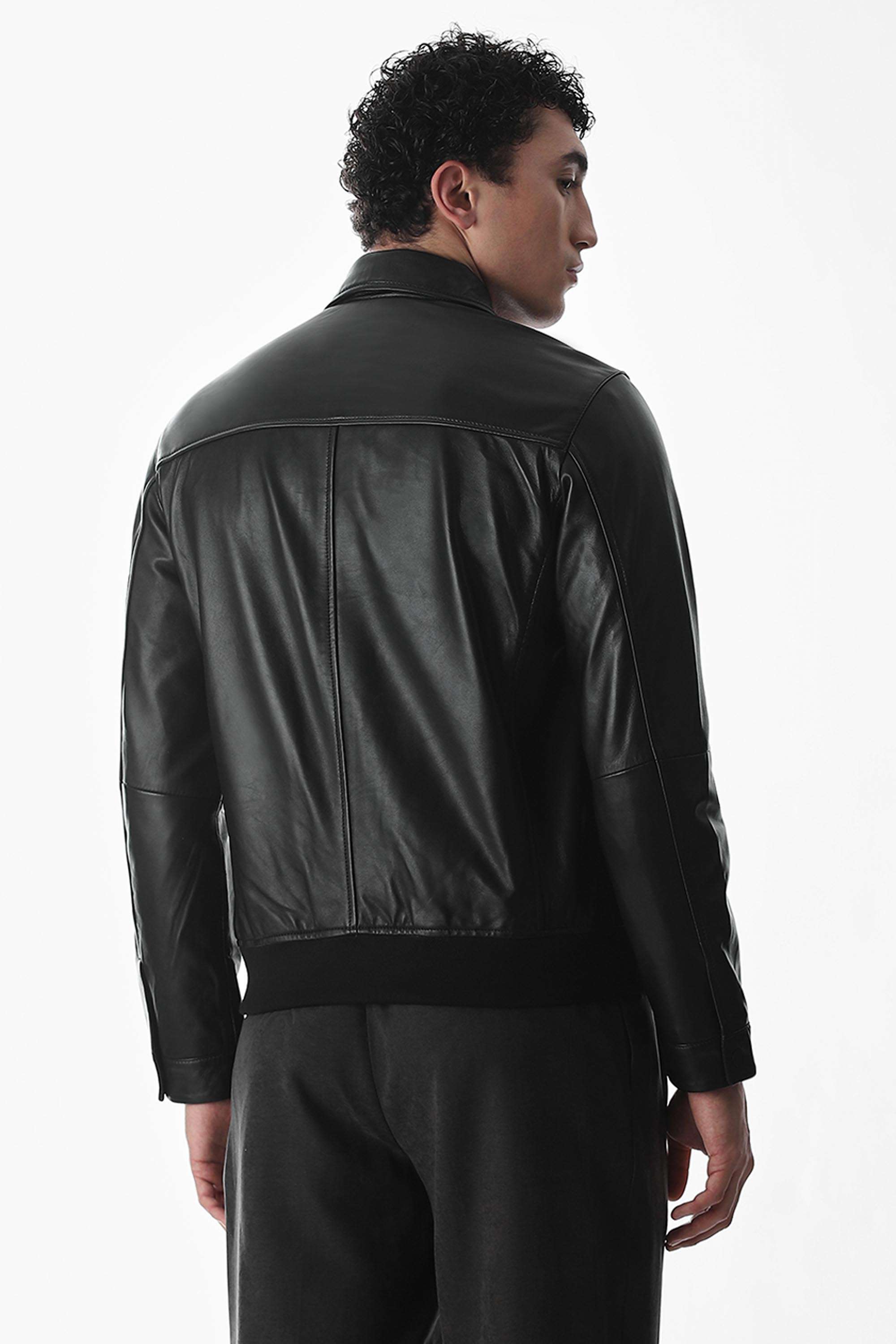Solid-Leather-Regular-Fit-Men-s-Jacket