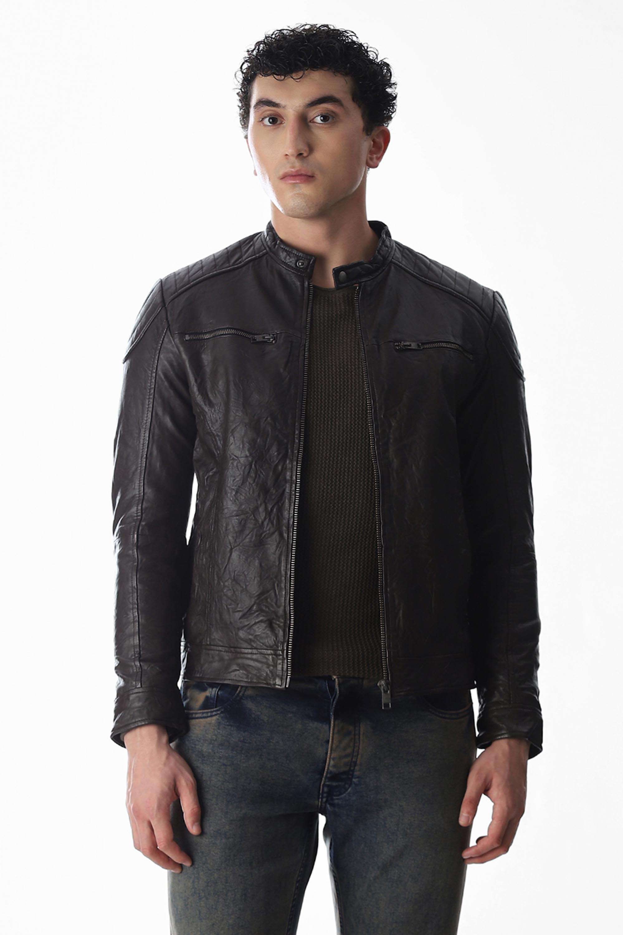 Solid-Leather-Regular-Fit-Men-s-Jacket