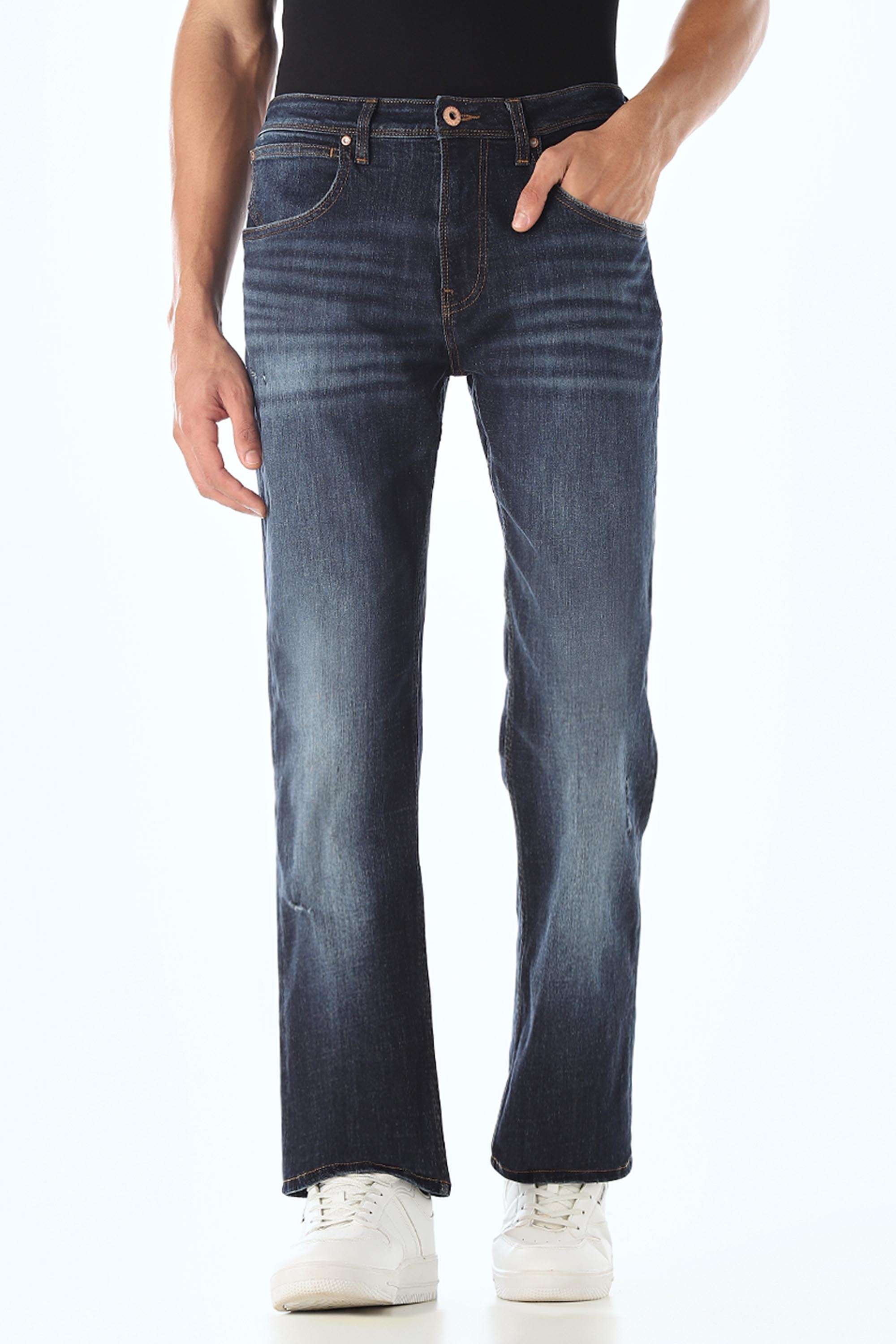 Solid-Cotton-Bootcut-Fit-Men-s-Jeans