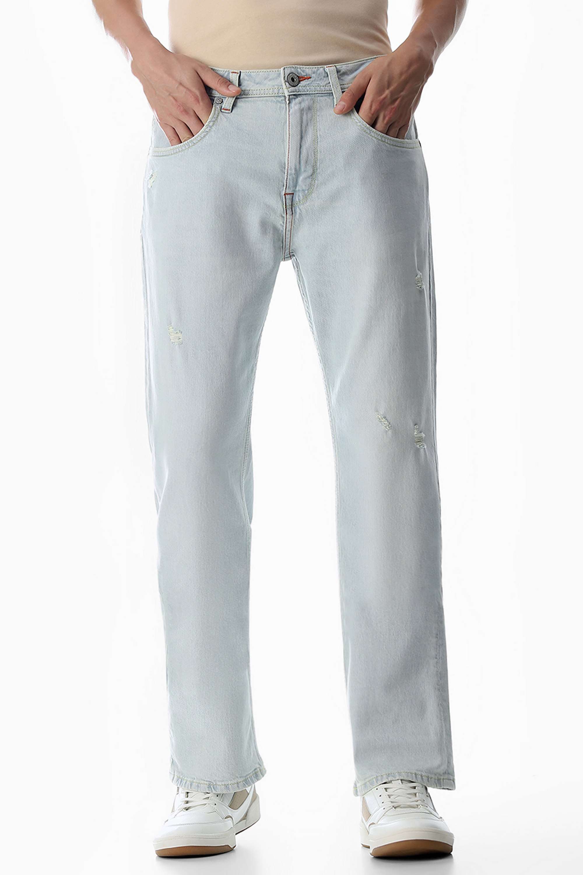 Light-Wash-Cotton-Bootcut-Fit-Men-s-Jeans