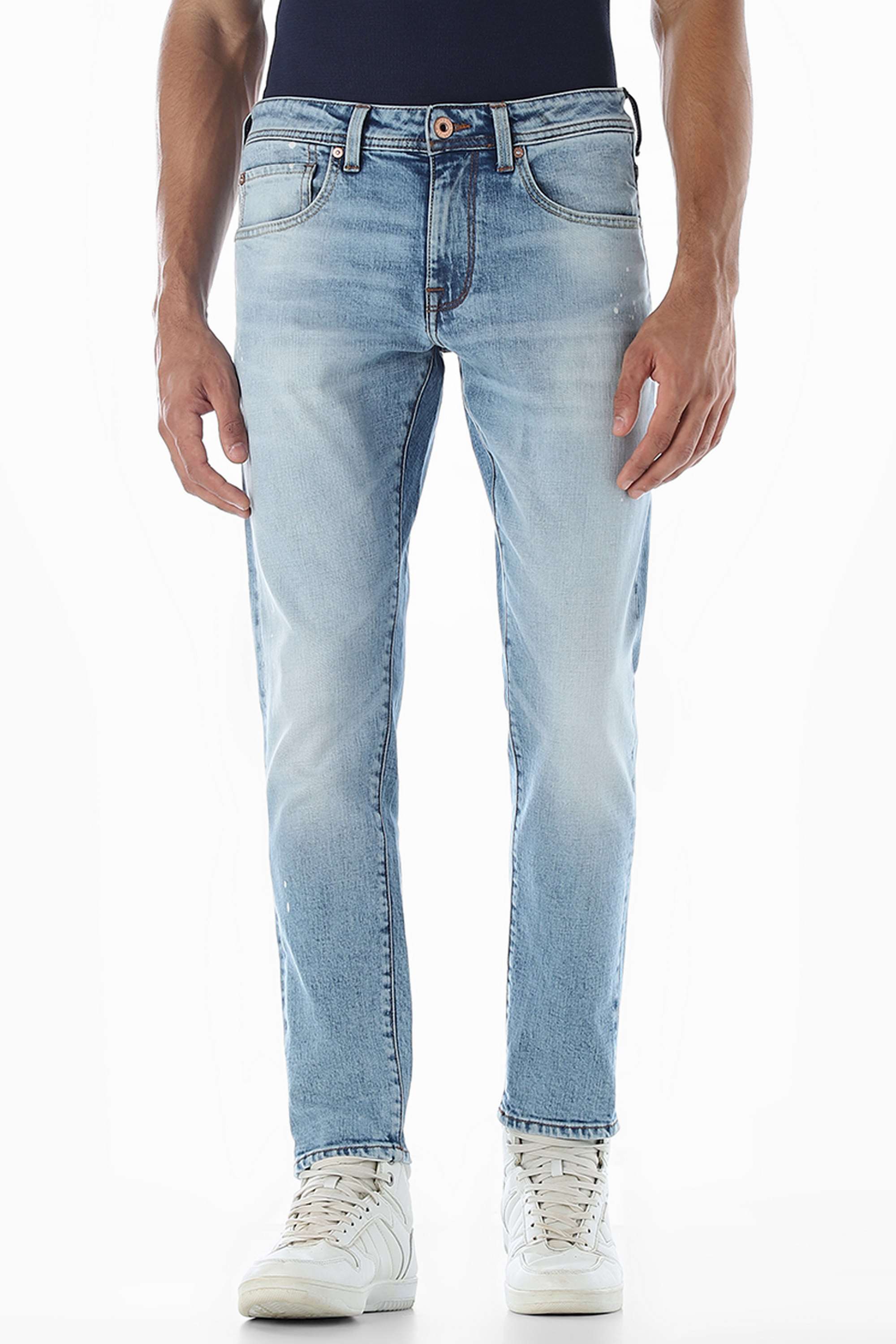 Light-Wash-Cotton-Relaxed-Fit-Solid-Men-s-Jeans