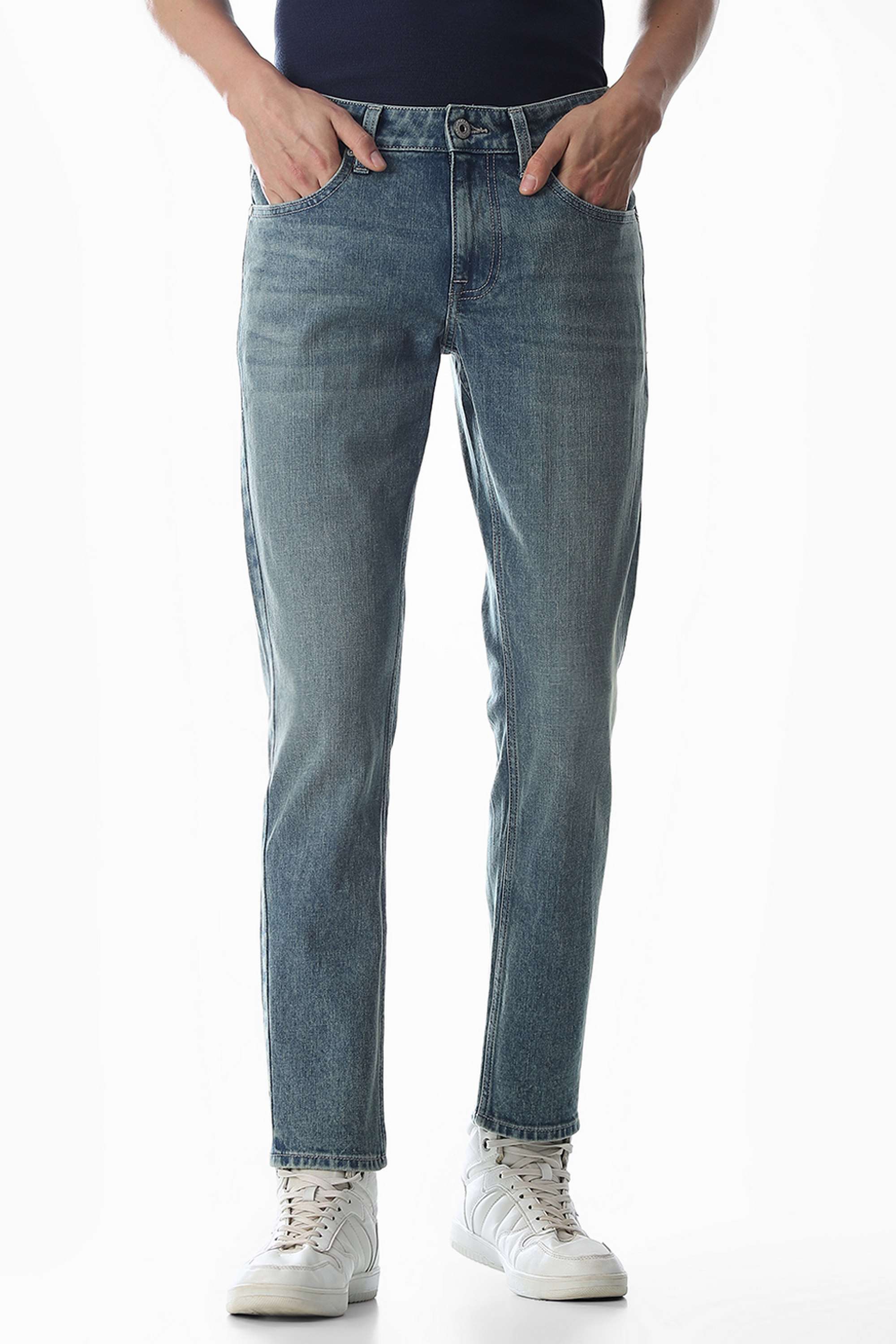 Light-Wash-Cotton-Relaxed-Fit-Solid-Men-s-Jeans