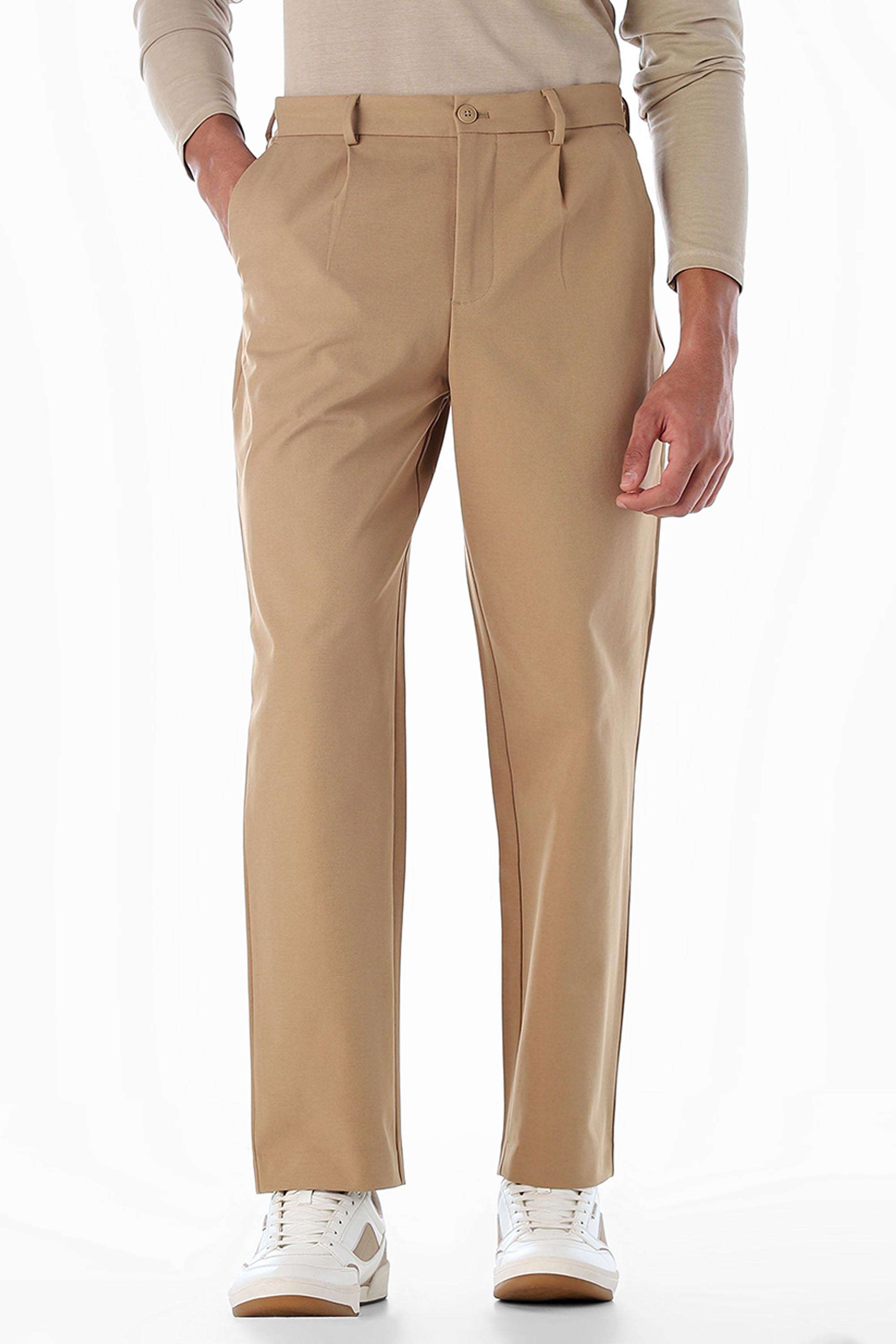 Solid-Polyester-Regular-Fit-Men-s-Casual-Trousers