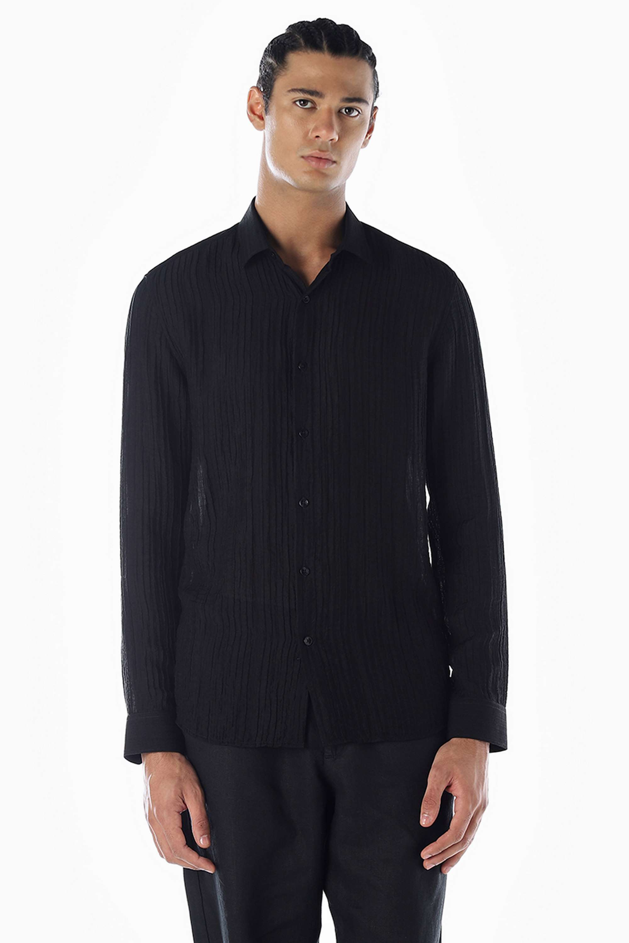 Solid-Collared-Viscose-Men-Casual-Wear-Shirt